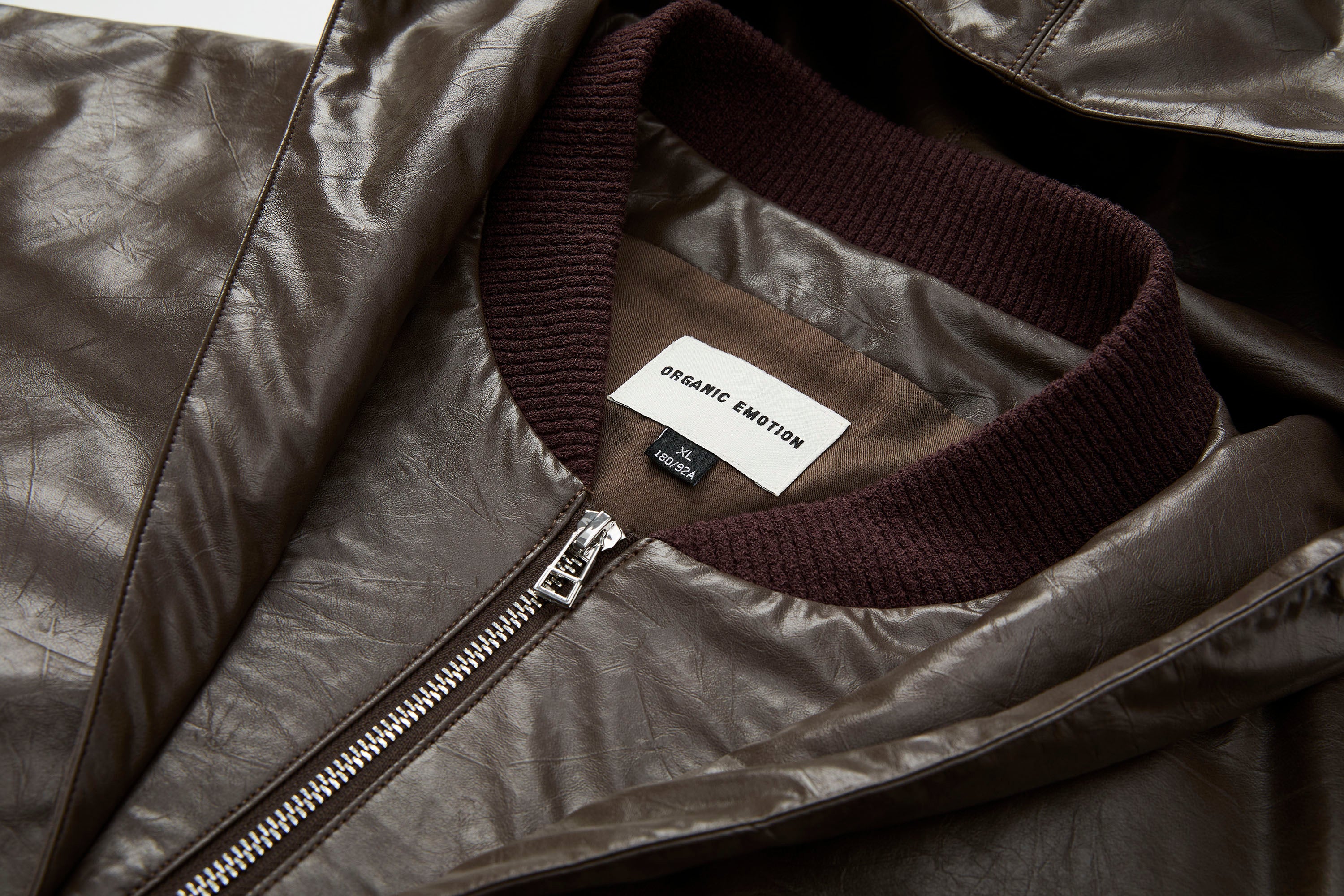 ORGANIC EMOTION Deconstructed PU Oversized Puffer Jacket