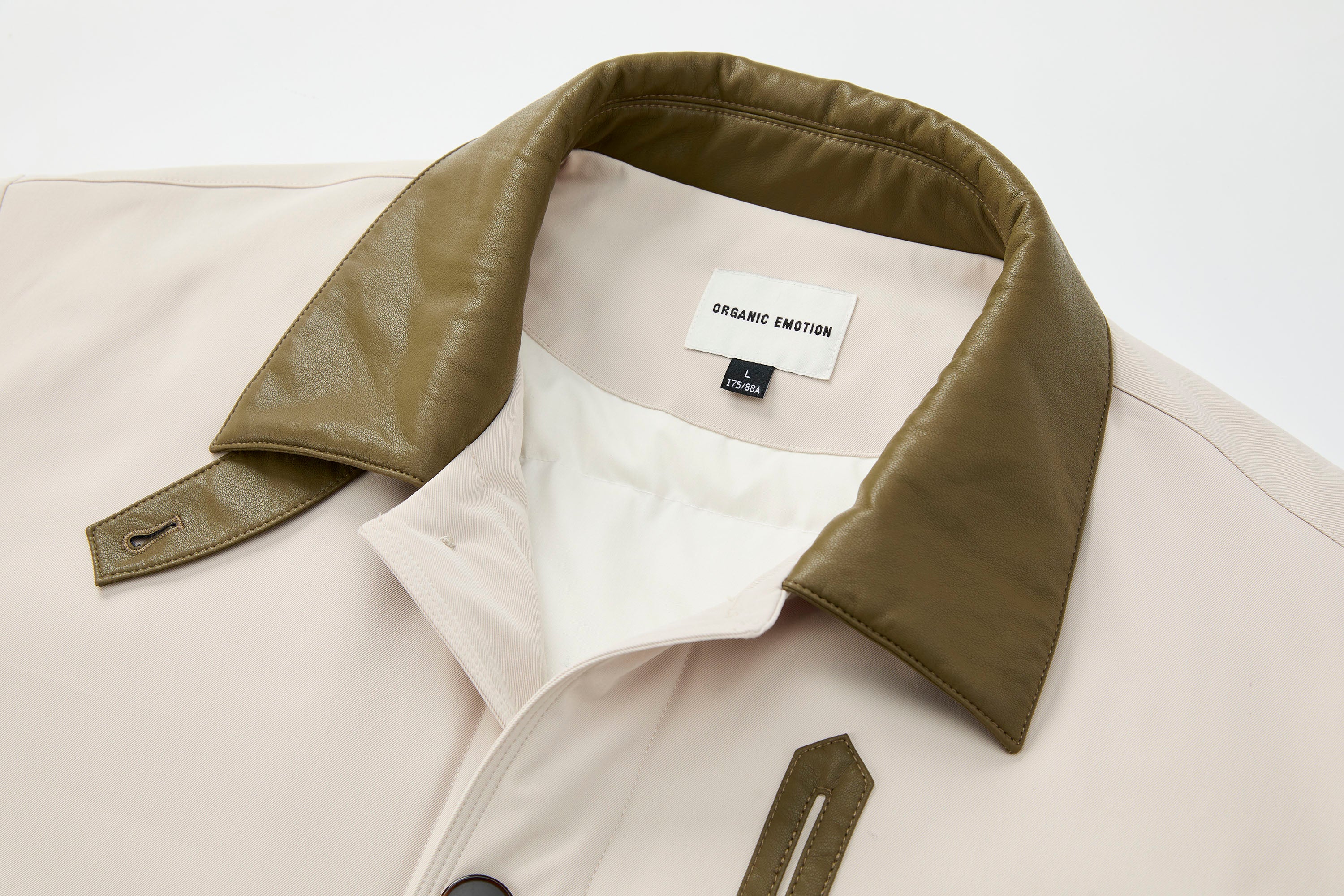 ORGANIC EMOTION Contrast PU Midi Down Coat