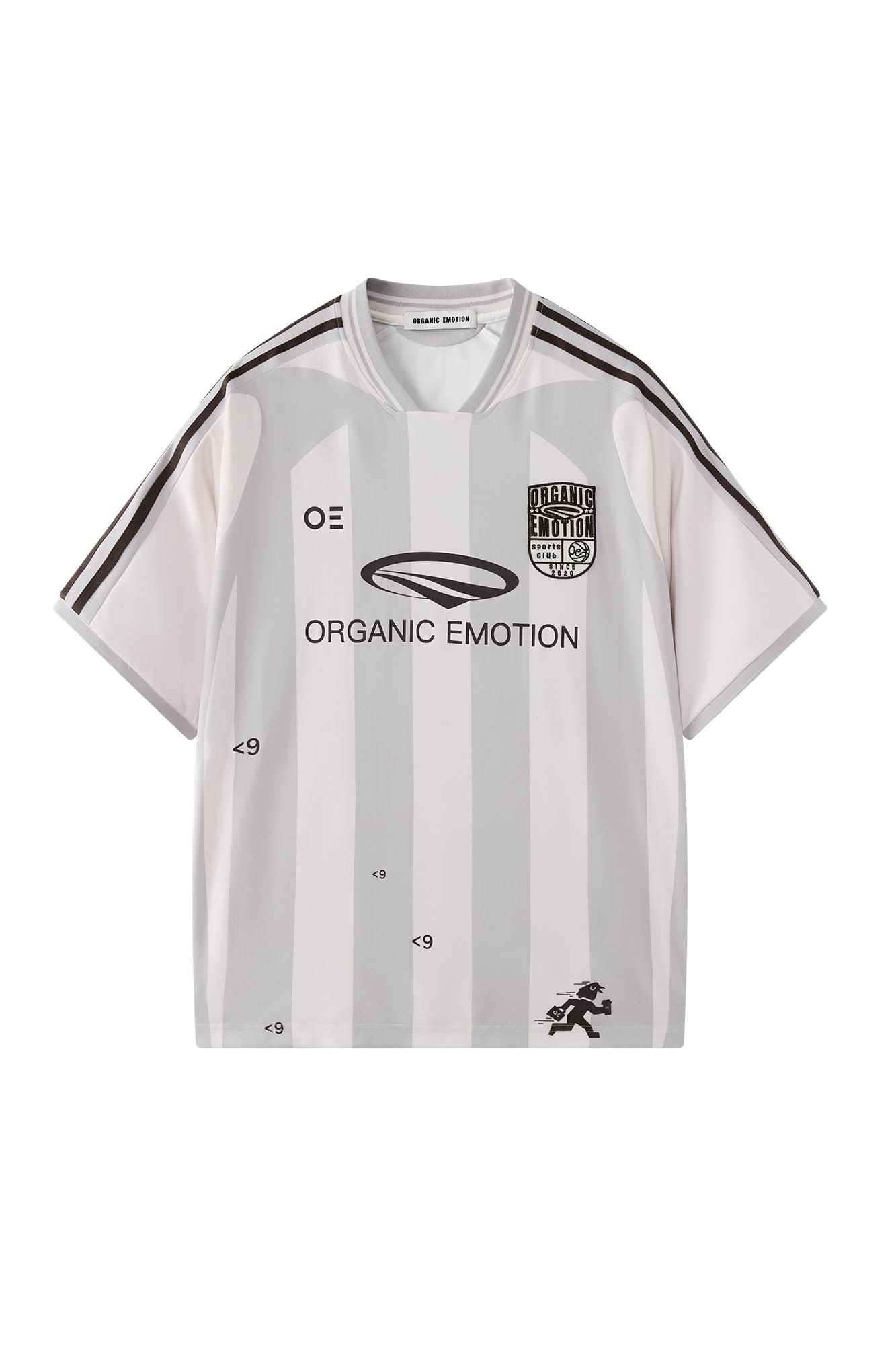ORGANIC EMOTION Striped Badge Graphics Soccer Jersey, premium urban and streetwear designers apparel on PROJECTISR.com, ORGANIC EMOTION