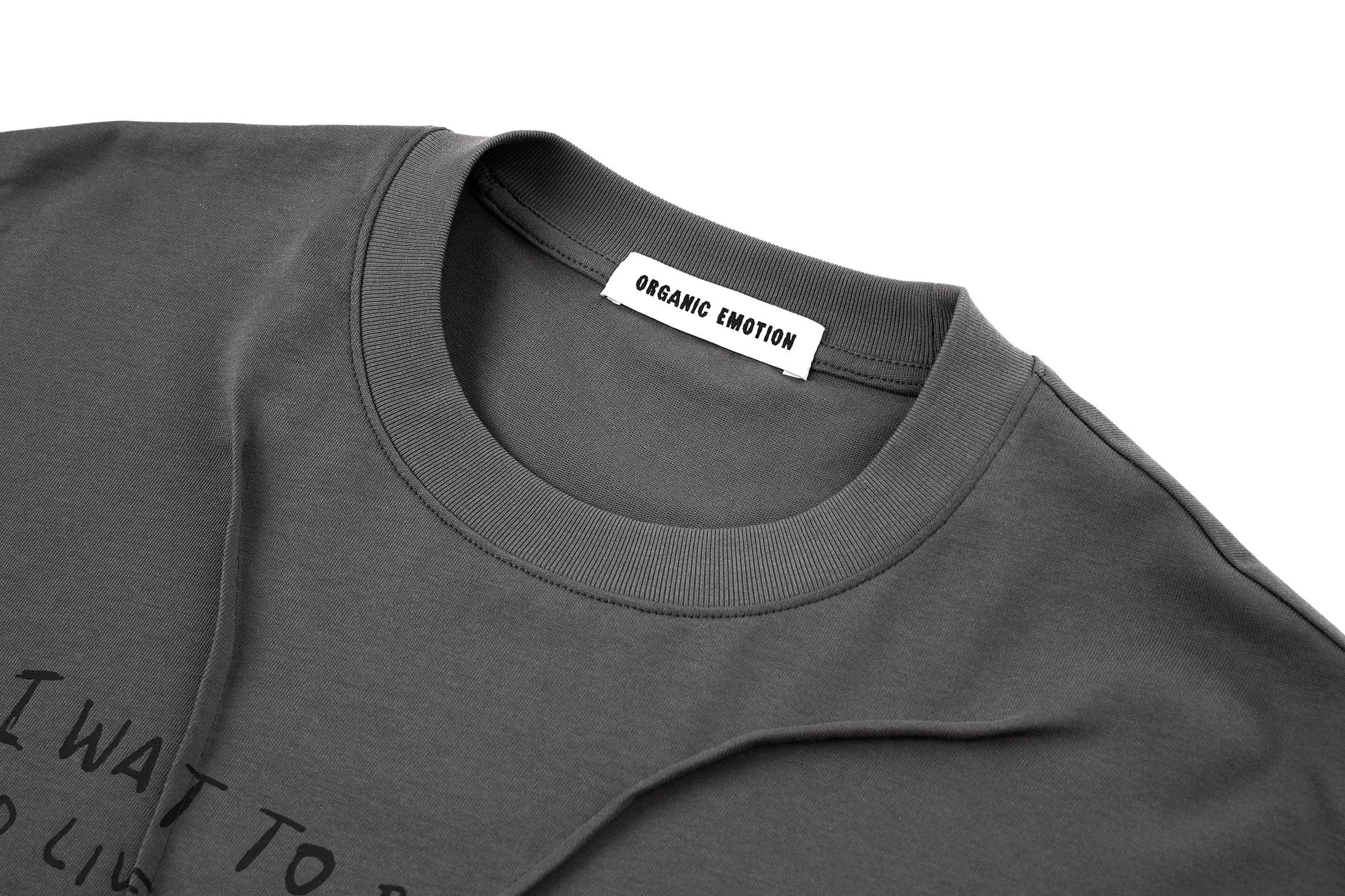 ORGANIC EMOTION Asymmetrical Pleated Script Graphic T-Shirt