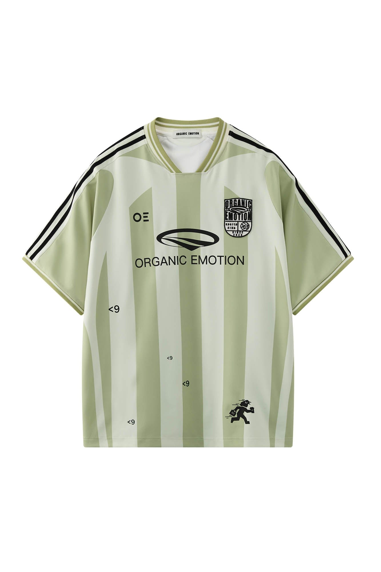 ORGANIC EMOTION Striped Badge Graphics Soccer Jersey, premium urban and streetwear designers apparel on PROJECTISR.com, ORGANIC EMOTION