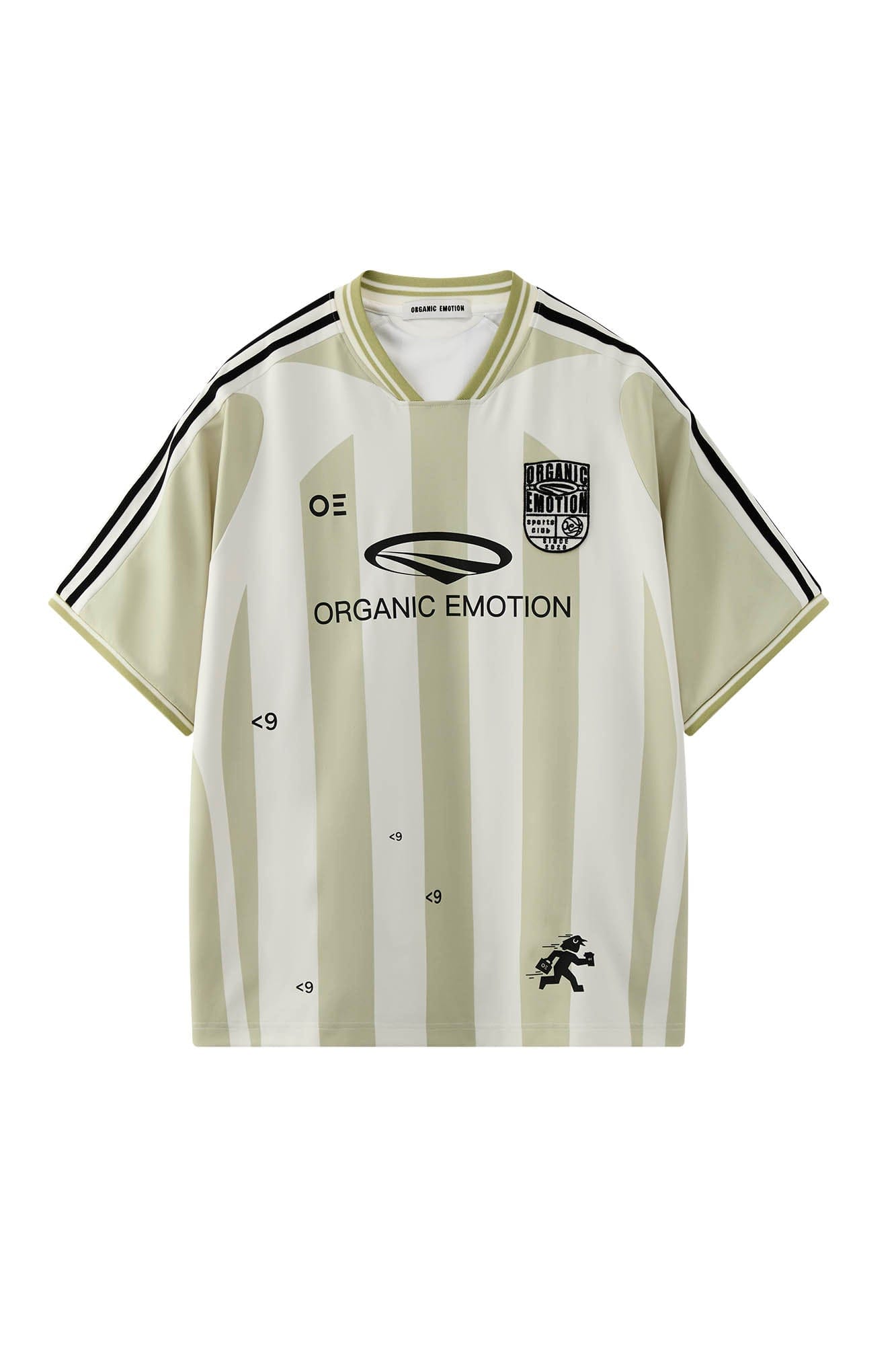 ORGANIC EMOTION Striped Badge Graphics Soccer Jersey, premium urban and streetwear designers apparel on PROJECTISR.com, ORGANIC EMOTION