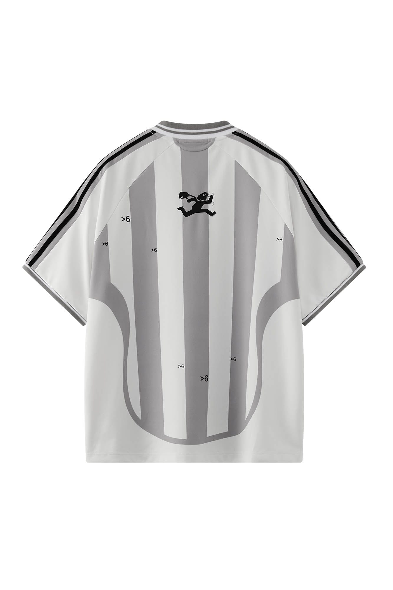 ORGANIC EMOTION Striped Badge Graphics Soccer Jersey, premium urban and streetwear designers apparel on PROJECTISR.com, ORGANIC EMOTION