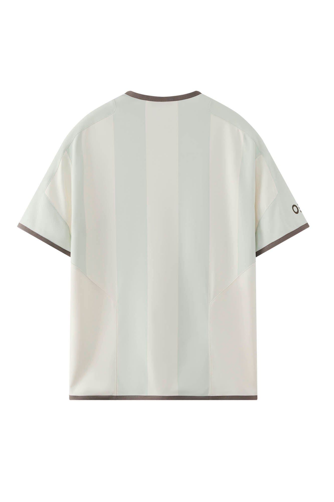 ORGANIC EMOTION Never Work Slogan Stripes Spliced Jersey