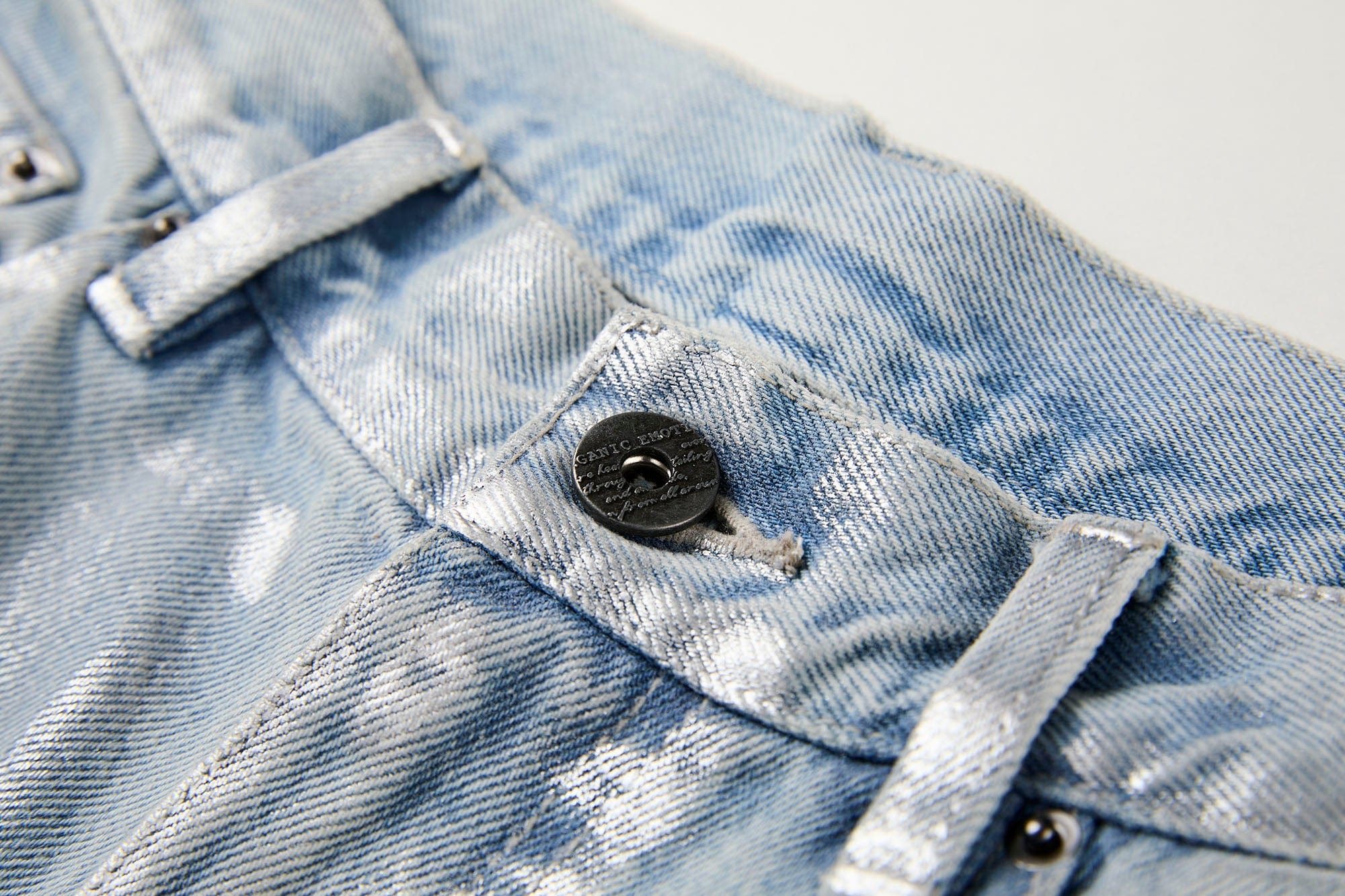 ORGANIC EMOTION Flying Bird Embroidered Washed Wide-Leg Jeans