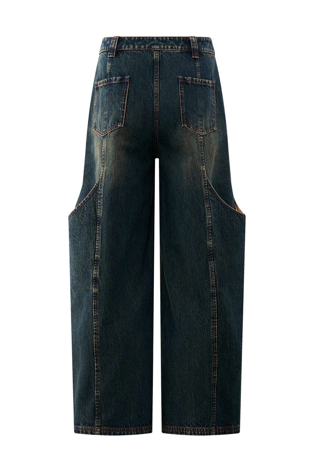 ORGANIC EMOTION Big-Pocket Paneled Wide-Leg Jeans