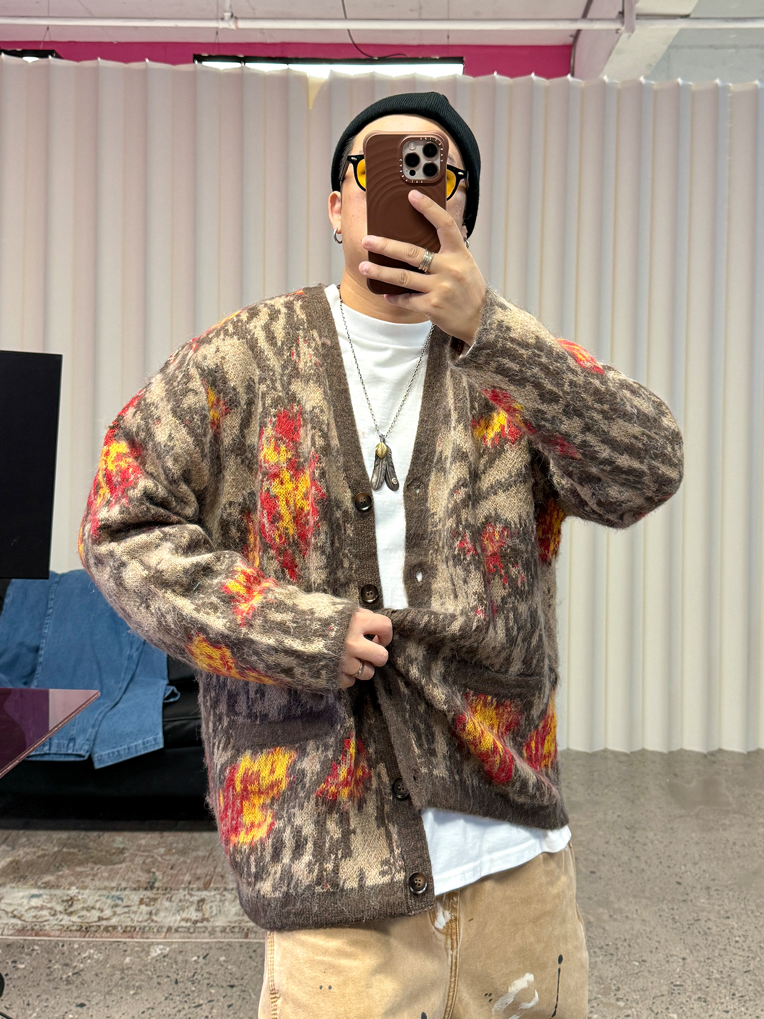 ME DA IGUAL Fuzzy Jacquard Floral Cardigan