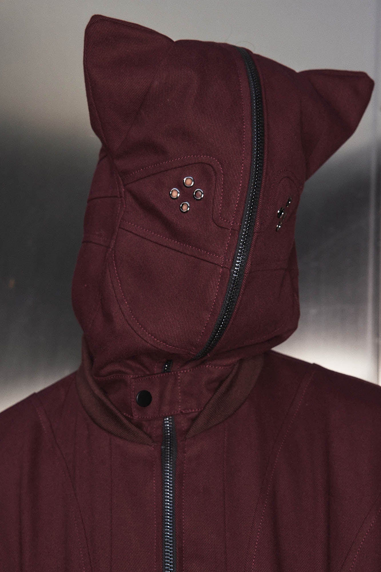 KADAKADA Cat Ears Perforated Hooded Jacket, premium urban and streetwear designers apparel on PROJECTISR.com, KADAKADA