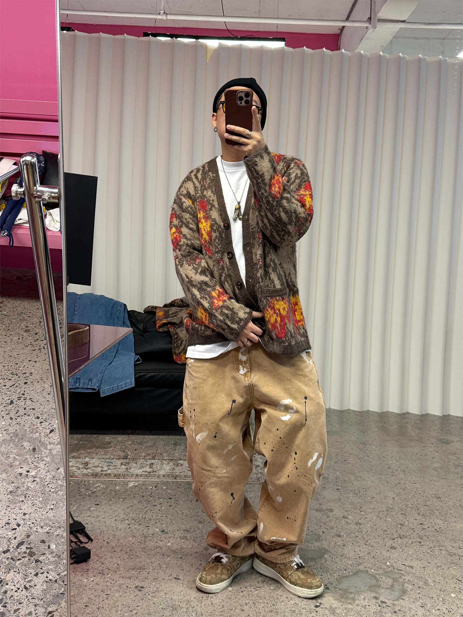 ME DA IGUAL Fuzzy Jacquard Floral Cardigan