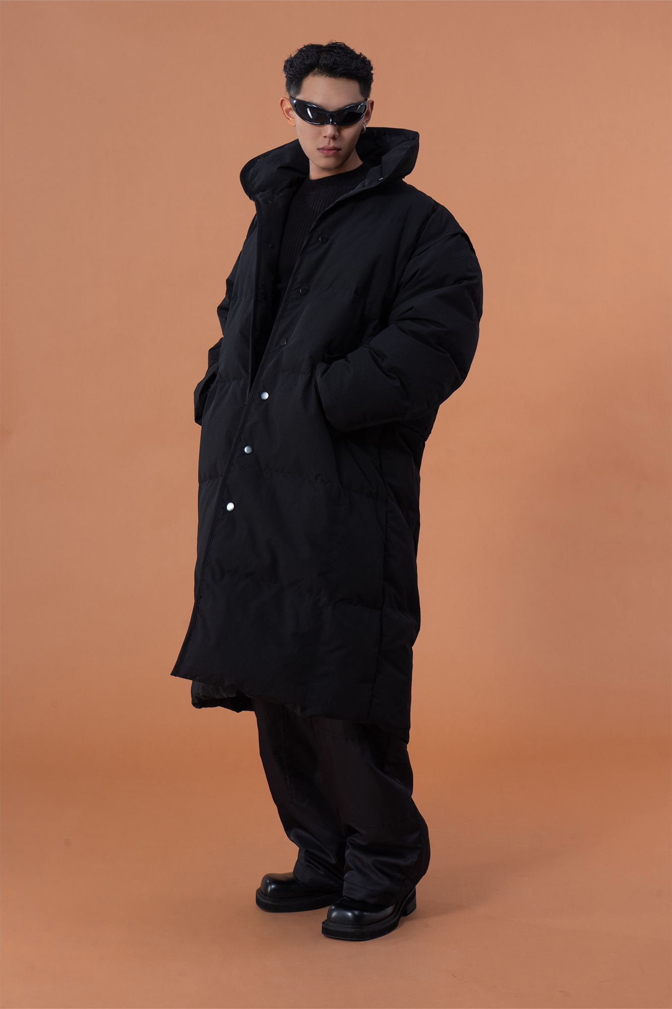 CLP High-Neck Longline Puffer Down Coat