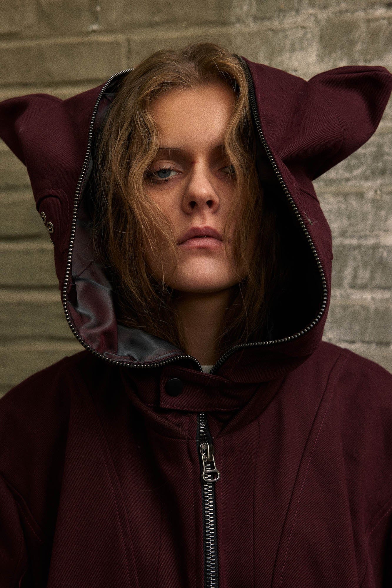 KADAKADA Cat Ears Perforated Hooded Jacket, premium urban and streetwear designers apparel on PROJECTISR.com, KADAKADA