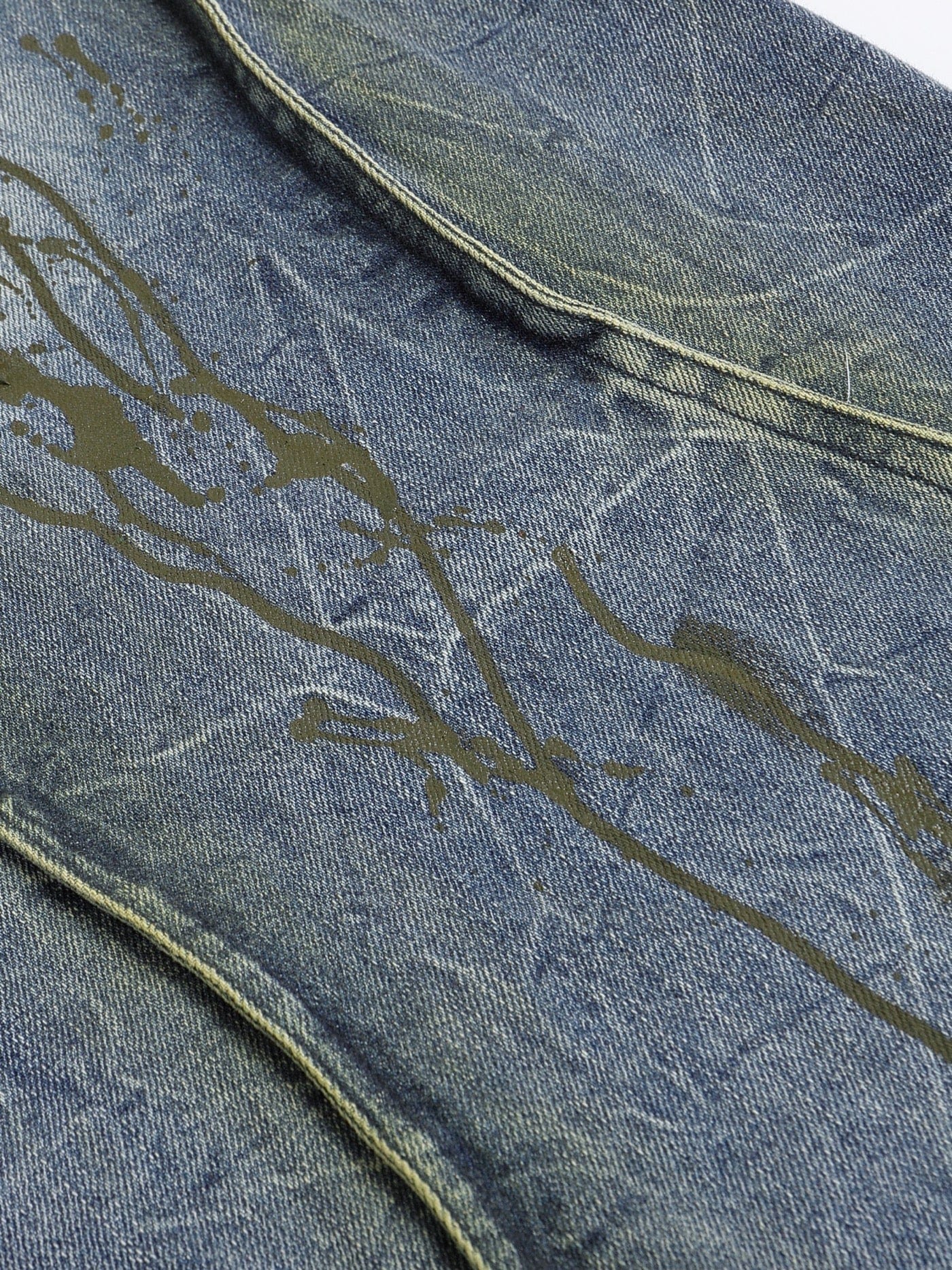 DND4DES Ripple Spliced Washed Jeans, premium urban and streetwear designers apparel on PROJECTISR.com, DND4DES