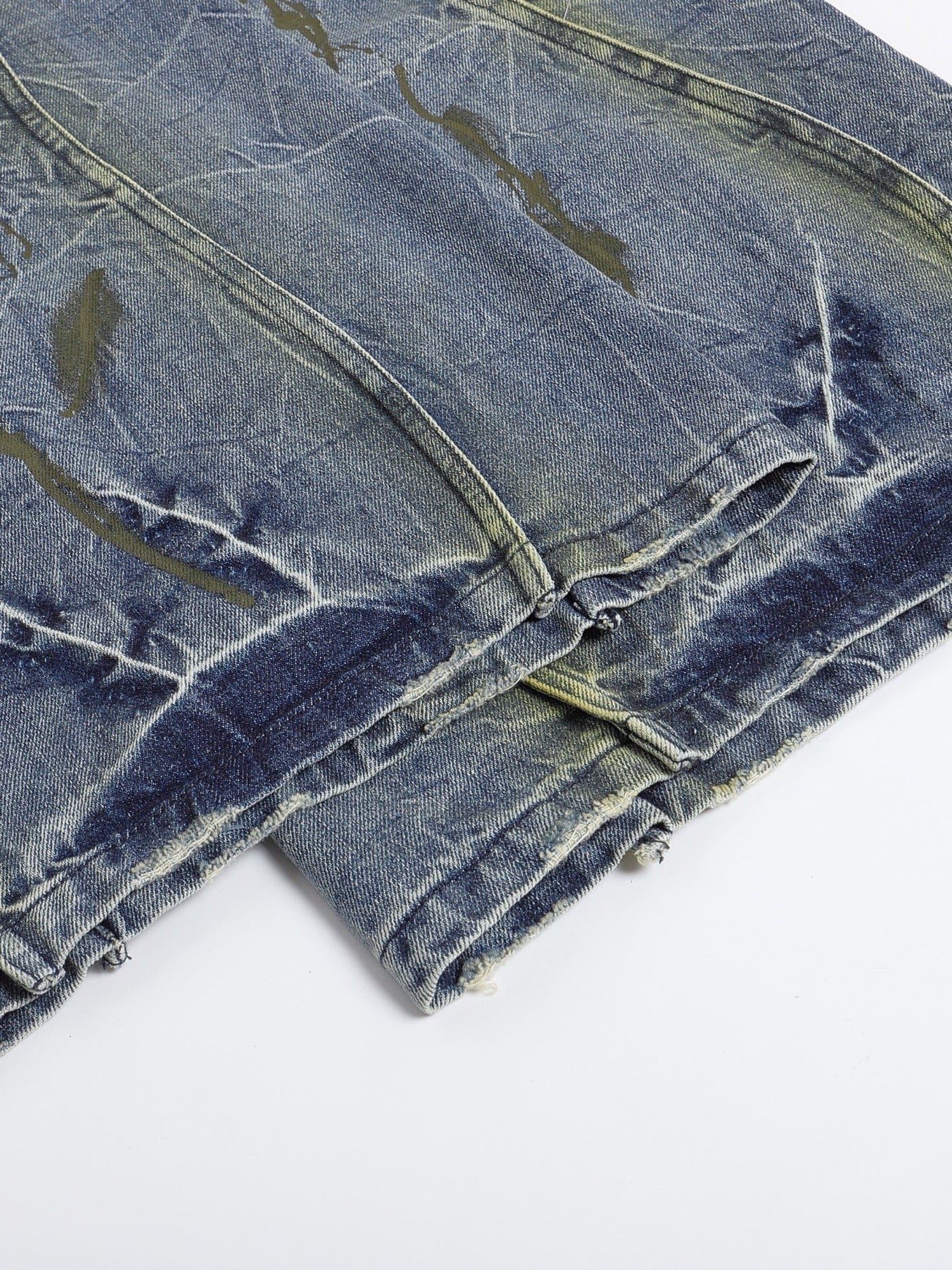 DND4DES Ripple Spliced Washed Jeans, premium urban and streetwear designers apparel on PROJECTISR.com, DND4DES