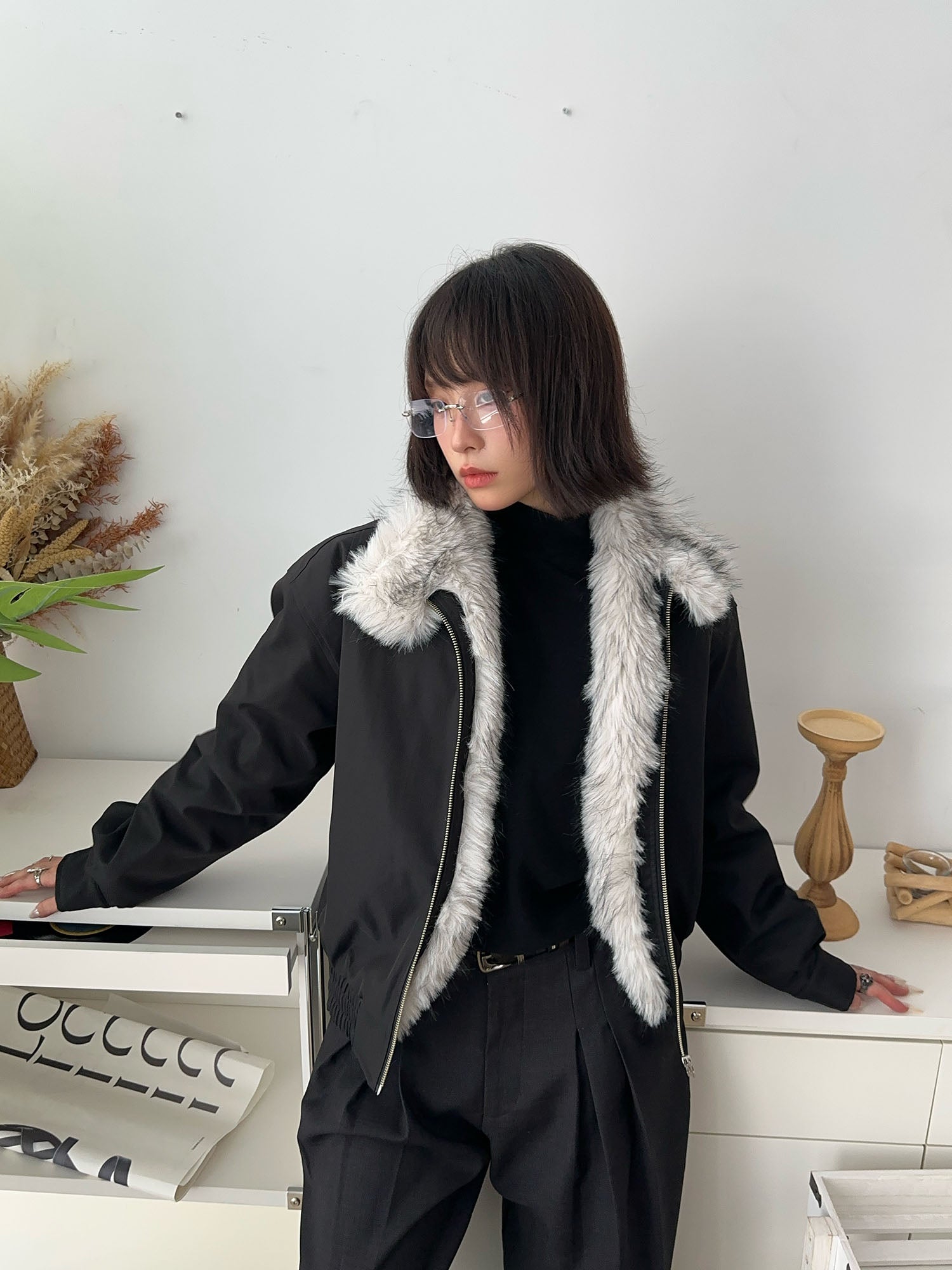 OKAYTHXBYE Faux Fur Lined Puffer Jacket