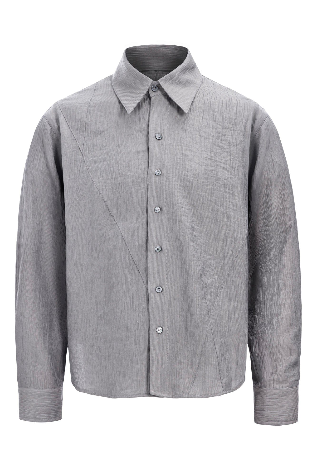 CATSSTAC Crinkled Asymmetrical Paneled Shirt, premium urban and streetwear designers apparel on PROJECTISR.com, CATSSTAC