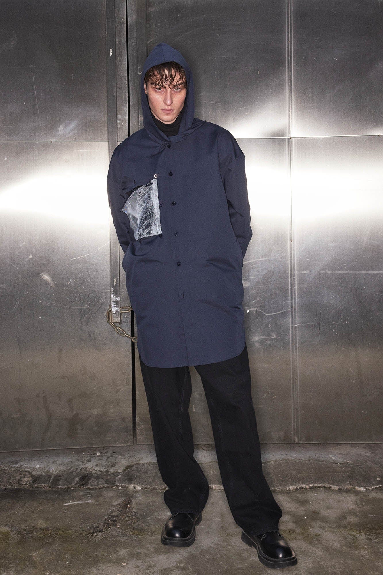 KADAKADA X-Ray Hooded Scarf Longline Shirt, premium urban and streetwear designers apparel on PROJECTISR.com, KADAKADA