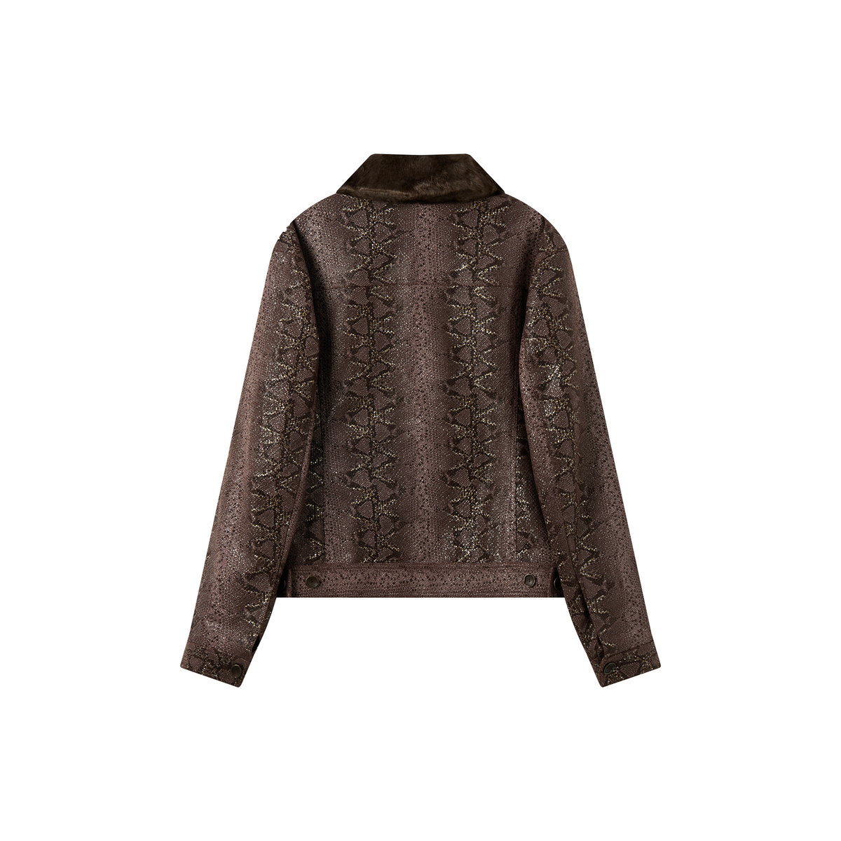 YANLI Fur-Collar Spliced Faux Leather Jacket