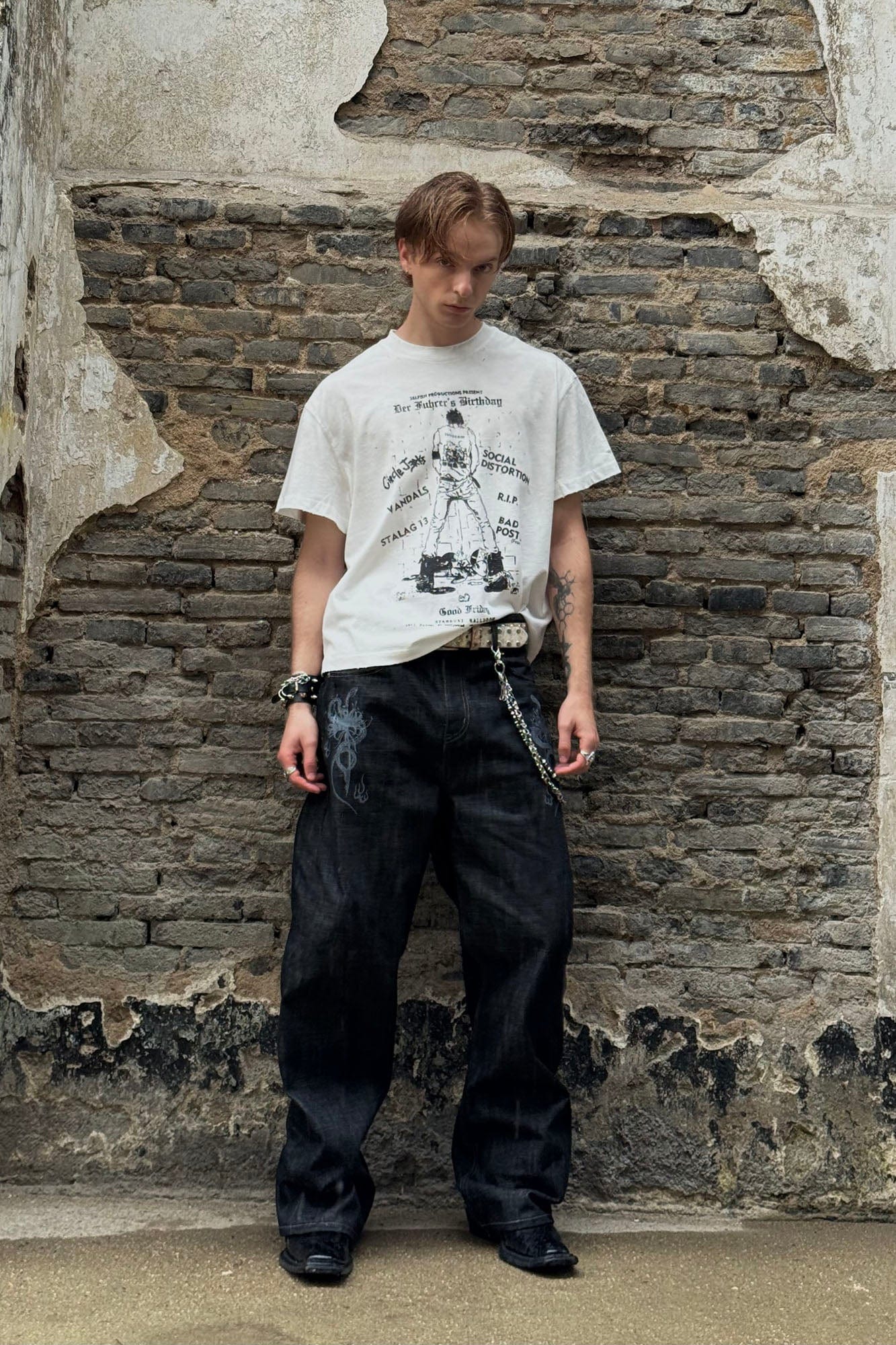 LUUUCAM Punk Flyer Distressed Graphic T-Shirt, premium urban and streetwear designers apparel on PROJECTISR.com, LUUUCAM