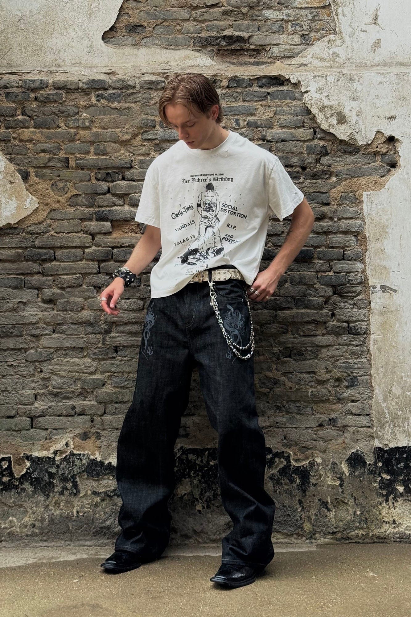 LUUUCAM Punk Flyer Distressed Graphic T-Shirt, premium urban and streetwear designers apparel on PROJECTISR.com, LUUUCAM