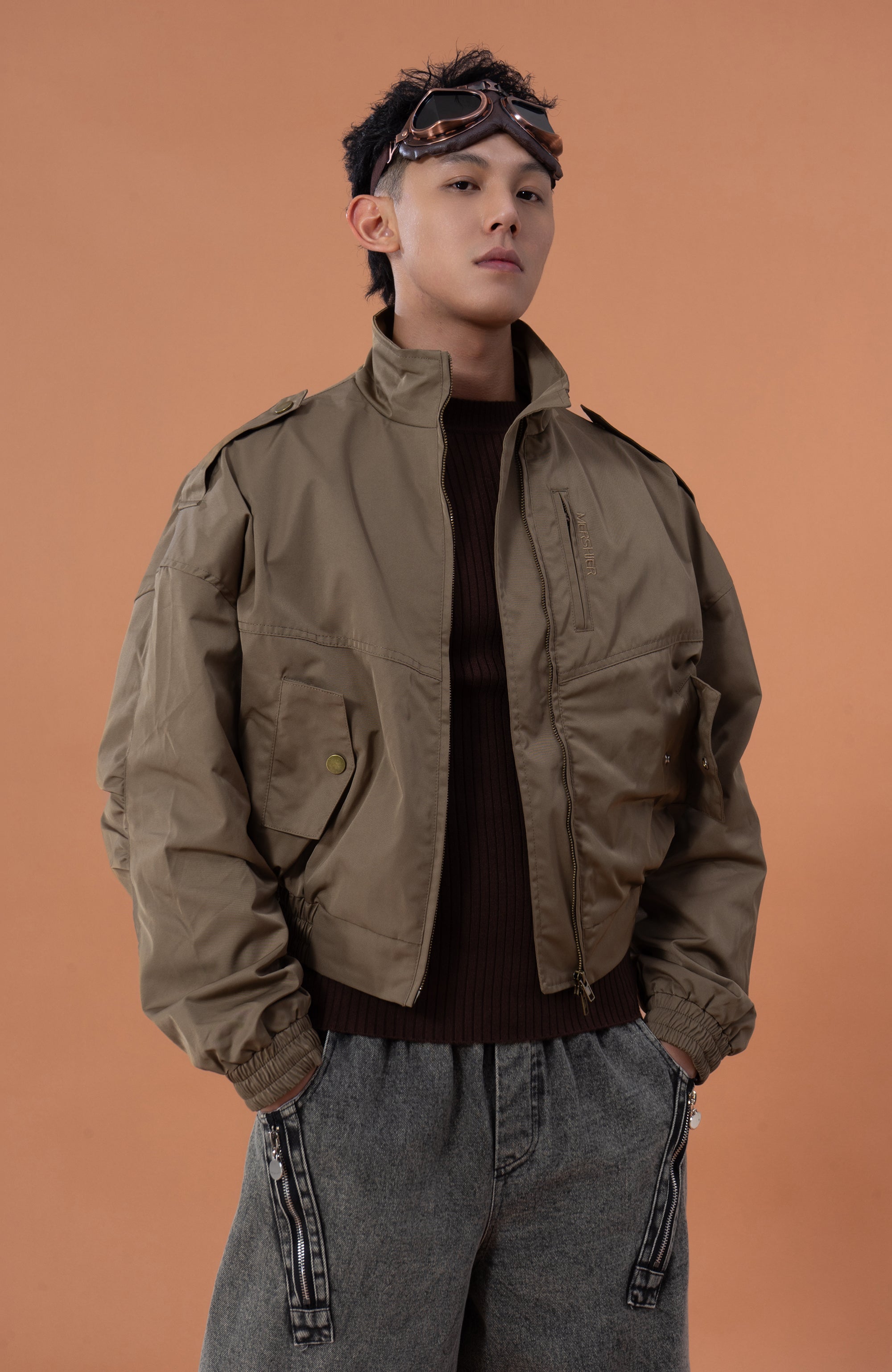CLP Elastic-Waist Cropped Utility Jacket