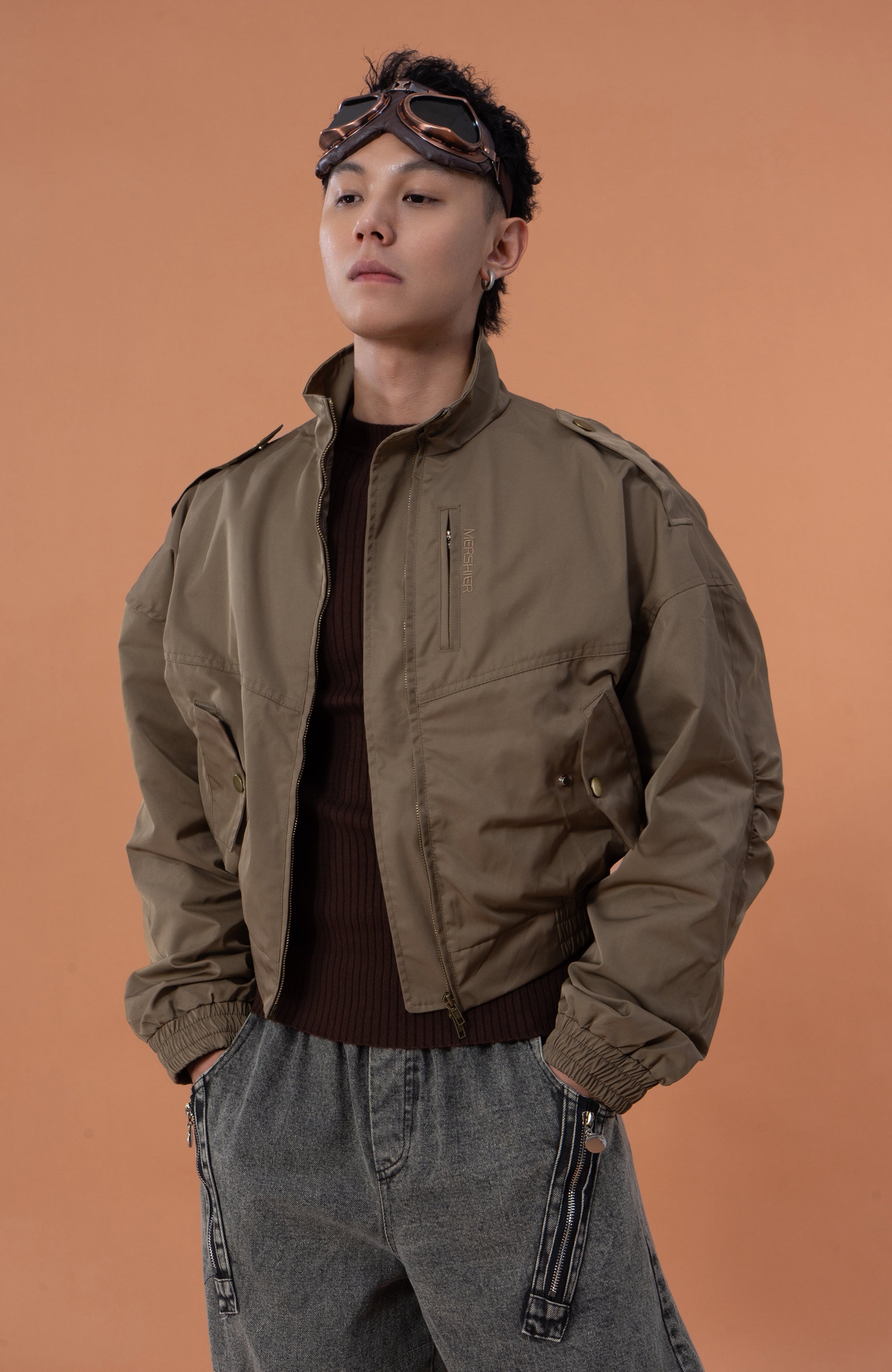 CLP Elastic-Waist Cropped Utility Jacket