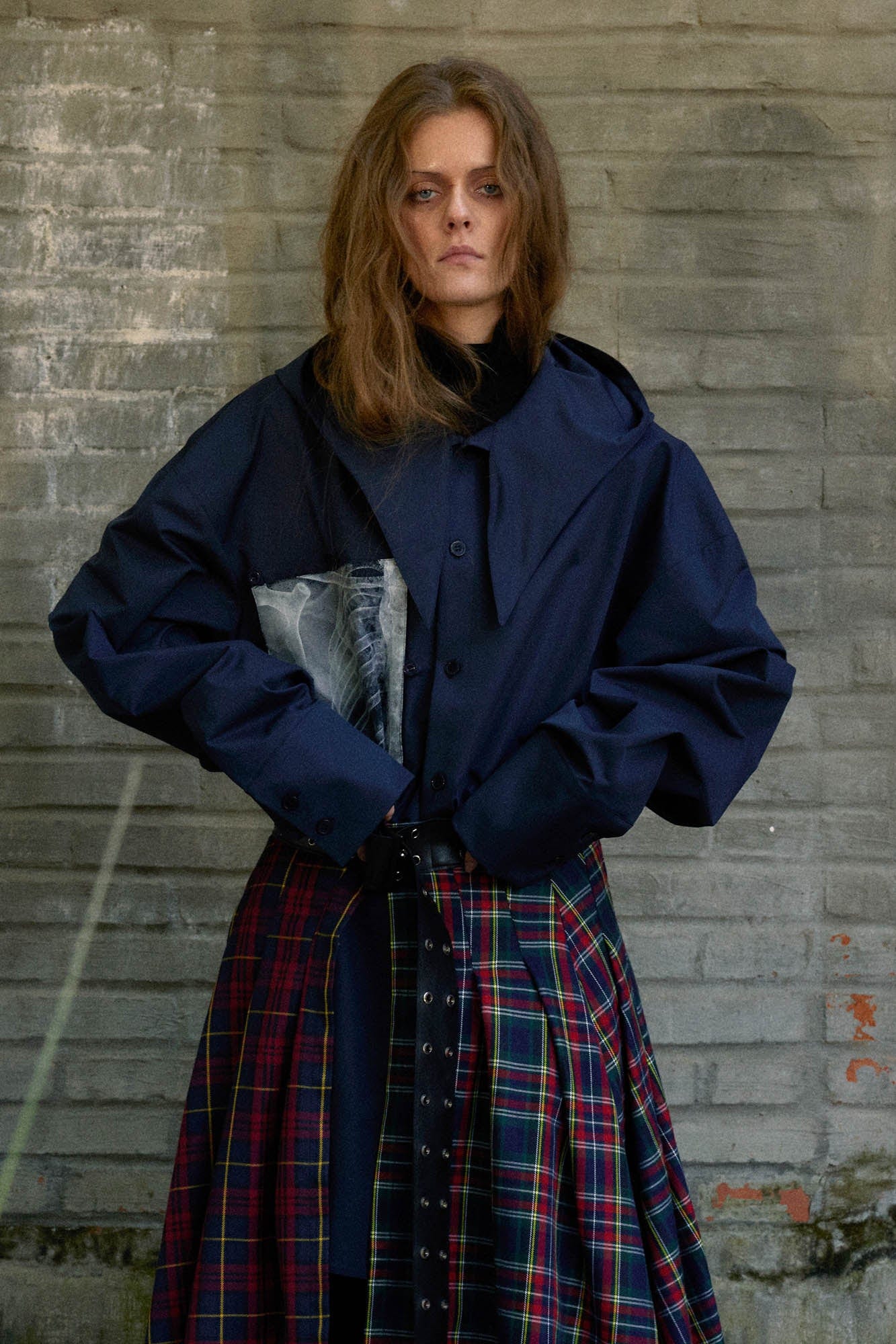 KADAKADA X-Ray Hooded Scarf Longline Shirt, premium urban and streetwear designers apparel on PROJECTISR.com, KADAKADA