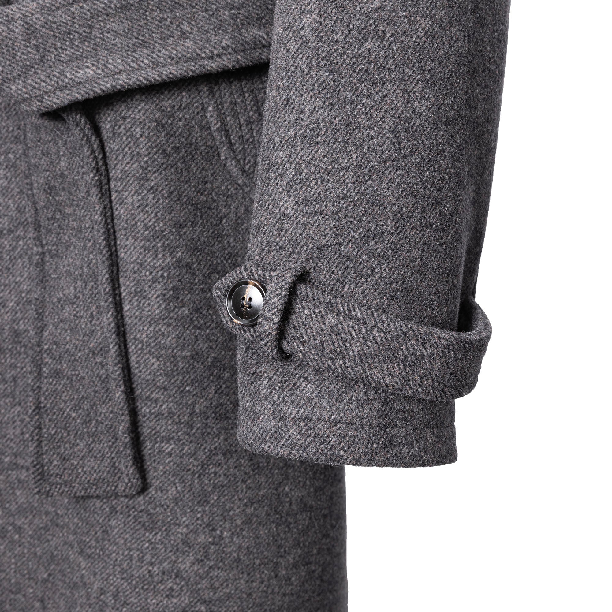 CATSSTAC Asymmetrical Stand-Collar Wool-Blend Belted Coat