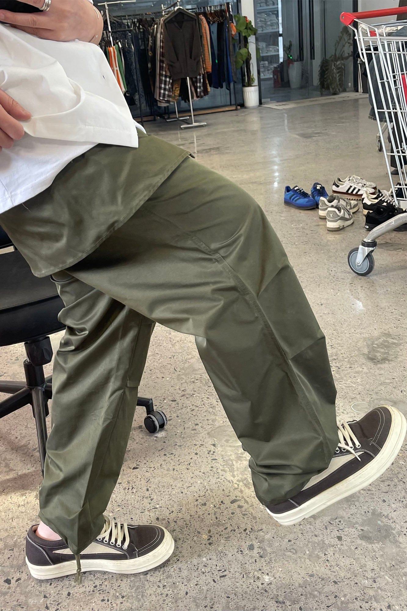 ME DA IGUAL Layered Fold-Over Straight-Leg Pants, premium urban and streetwear designers apparel on PROJECTISR.com, ME DA IGUAL