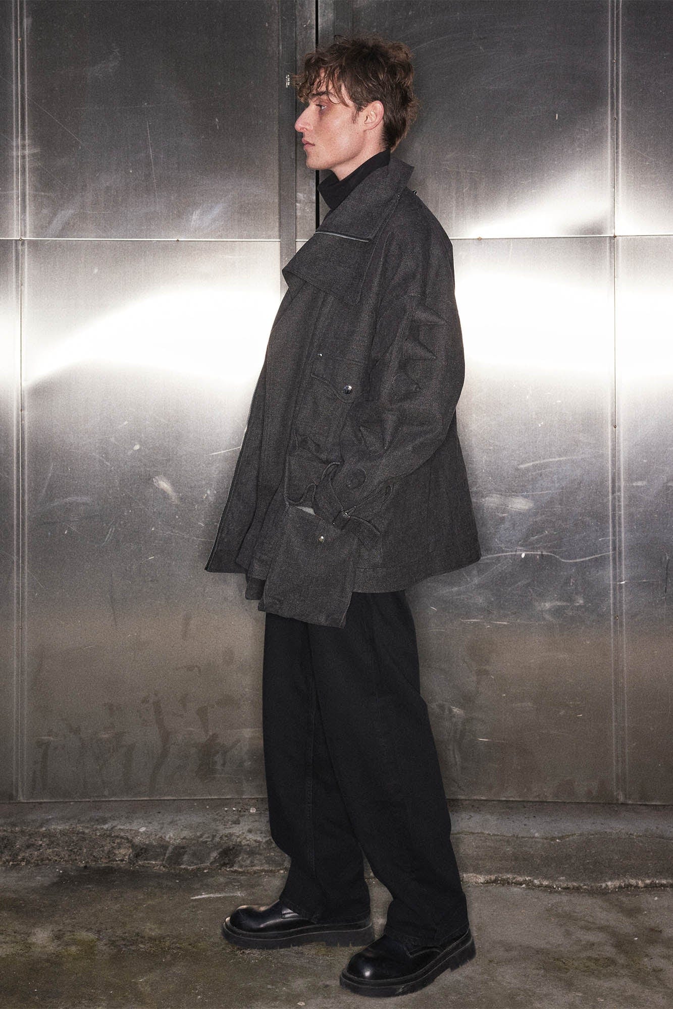 KADAKADA Spiked Multi-Pocket Denim Jacket, premium urban and streetwear designers apparel on PROJECTISR.com, KADAKADA