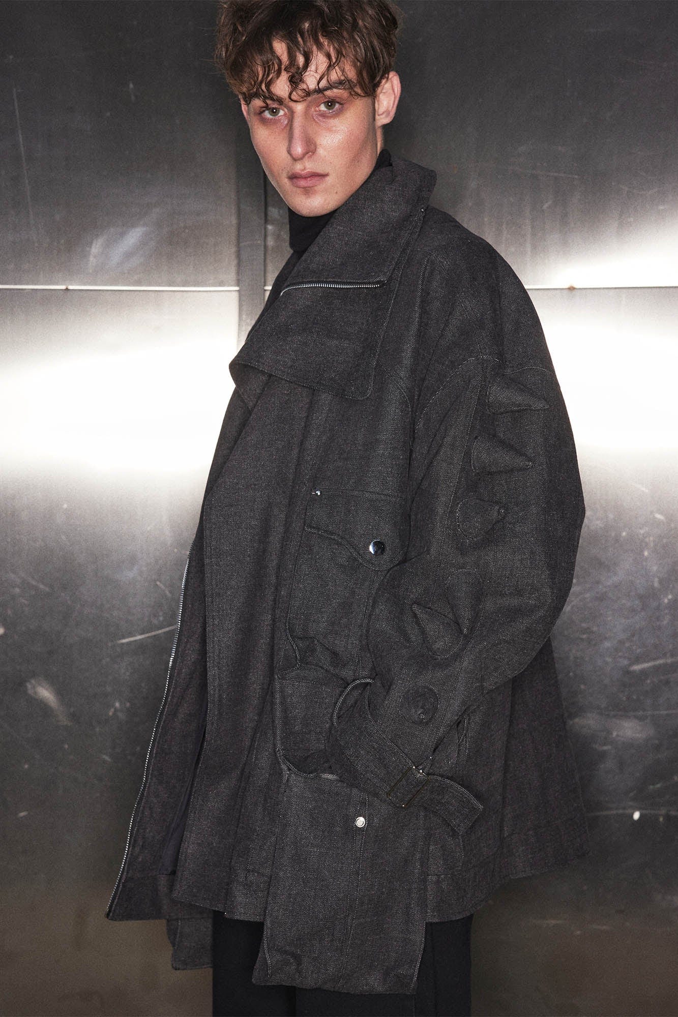 KADAKADA Spiked Multi-Pocket Denim Jacket, premium urban and streetwear designers apparel on PROJECTISR.com, KADAKADA