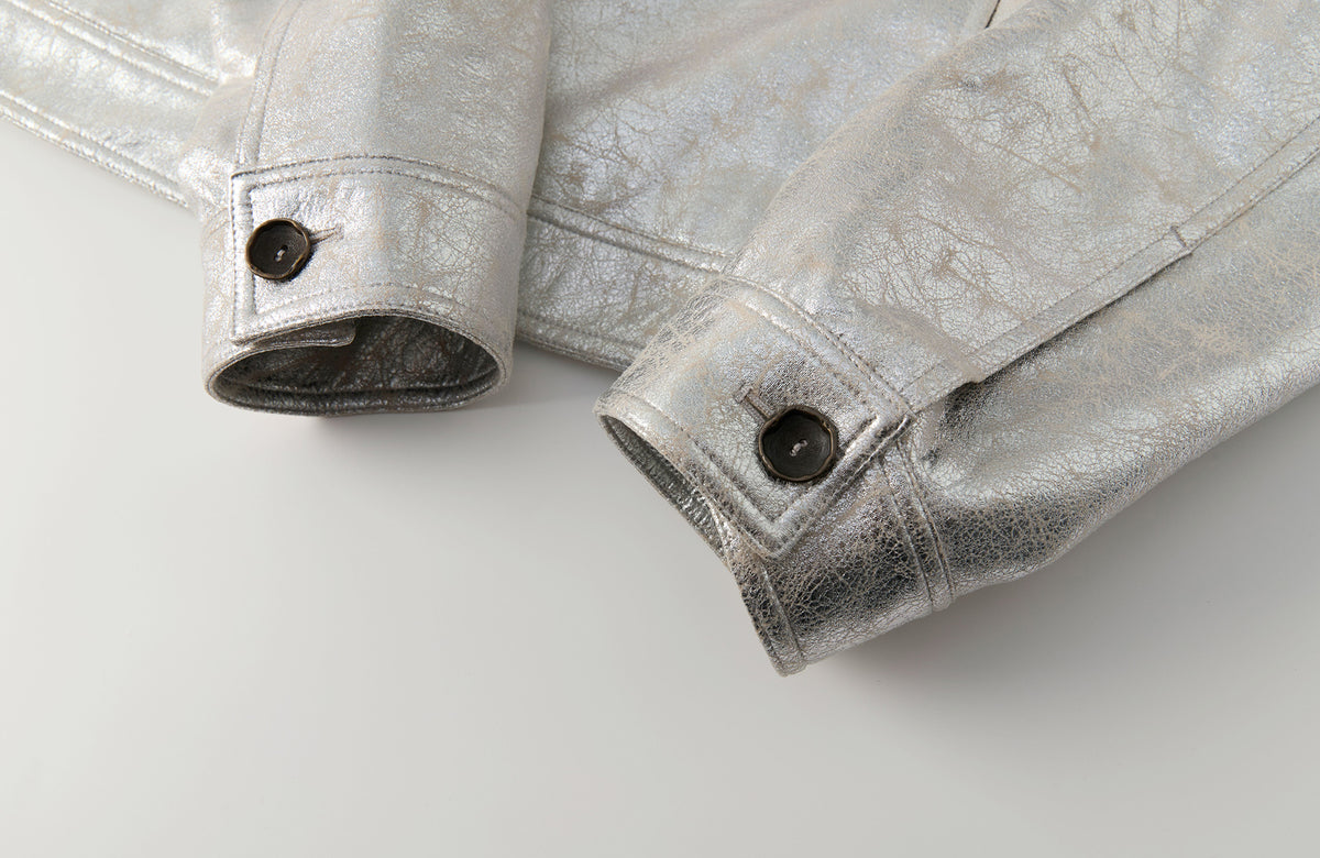 YANLI Fur-Collar Spliced Faux Leather Jacket
