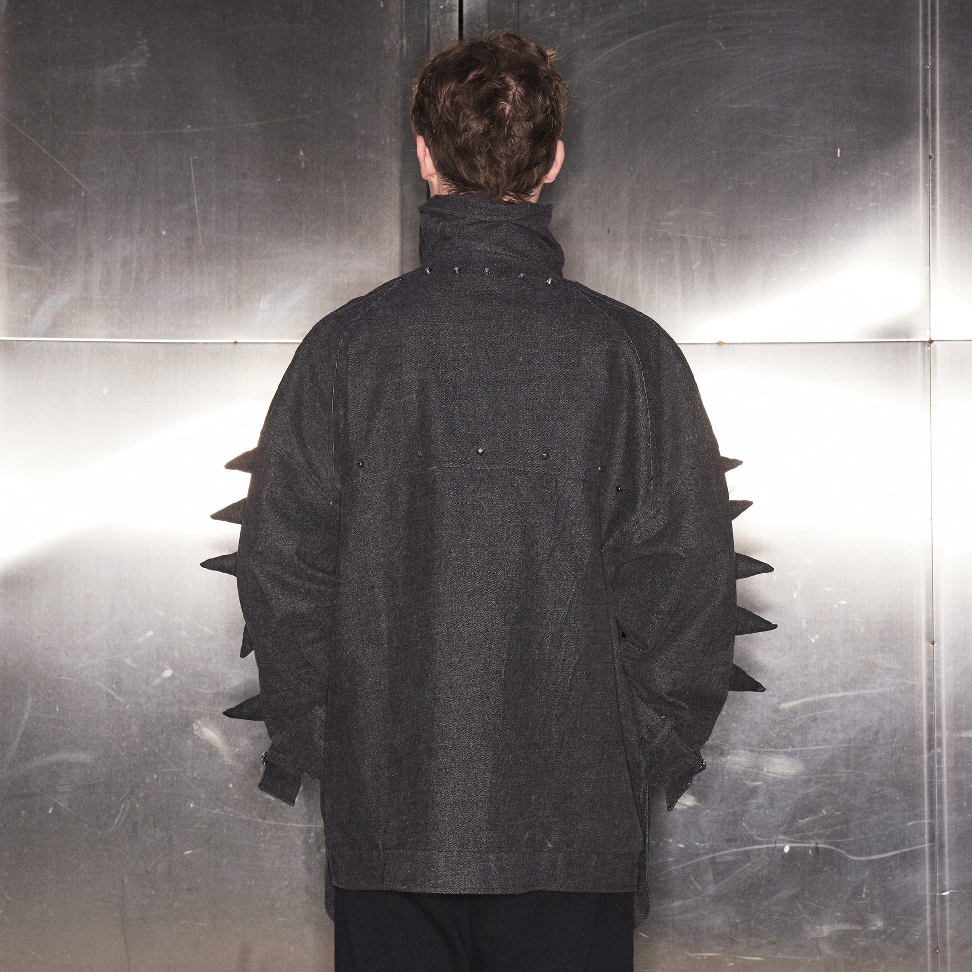 KADAKADA Spiked Multi-Pocket Denim Jacket, premium urban and streetwear designers apparel on PROJECTISR.com, KADAKADA