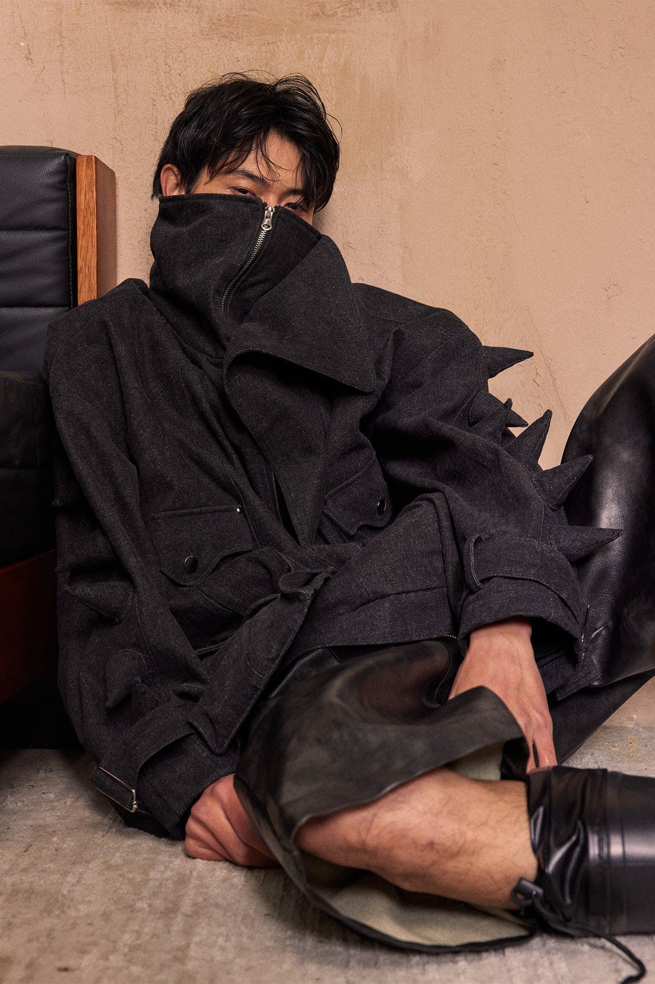 KADAKADA Spiked Multi-Pocket Denim Jacket, premium urban and streetwear designers apparel on PROJECTISR.com, KADAKADA