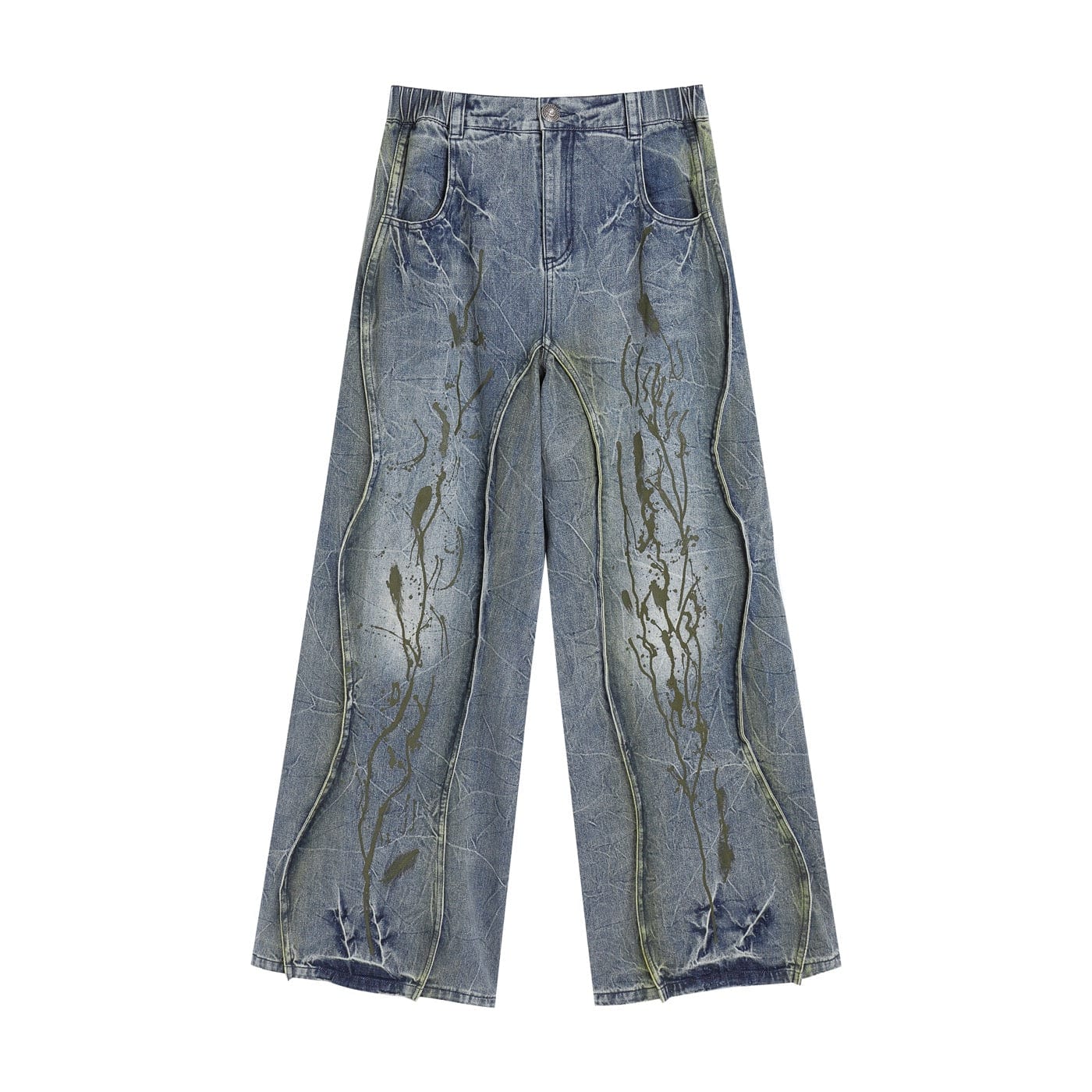 DND4DES Ripple Spliced Washed Jeans, premium urban and streetwear designers apparel on PROJECTISR.com, DND4DES