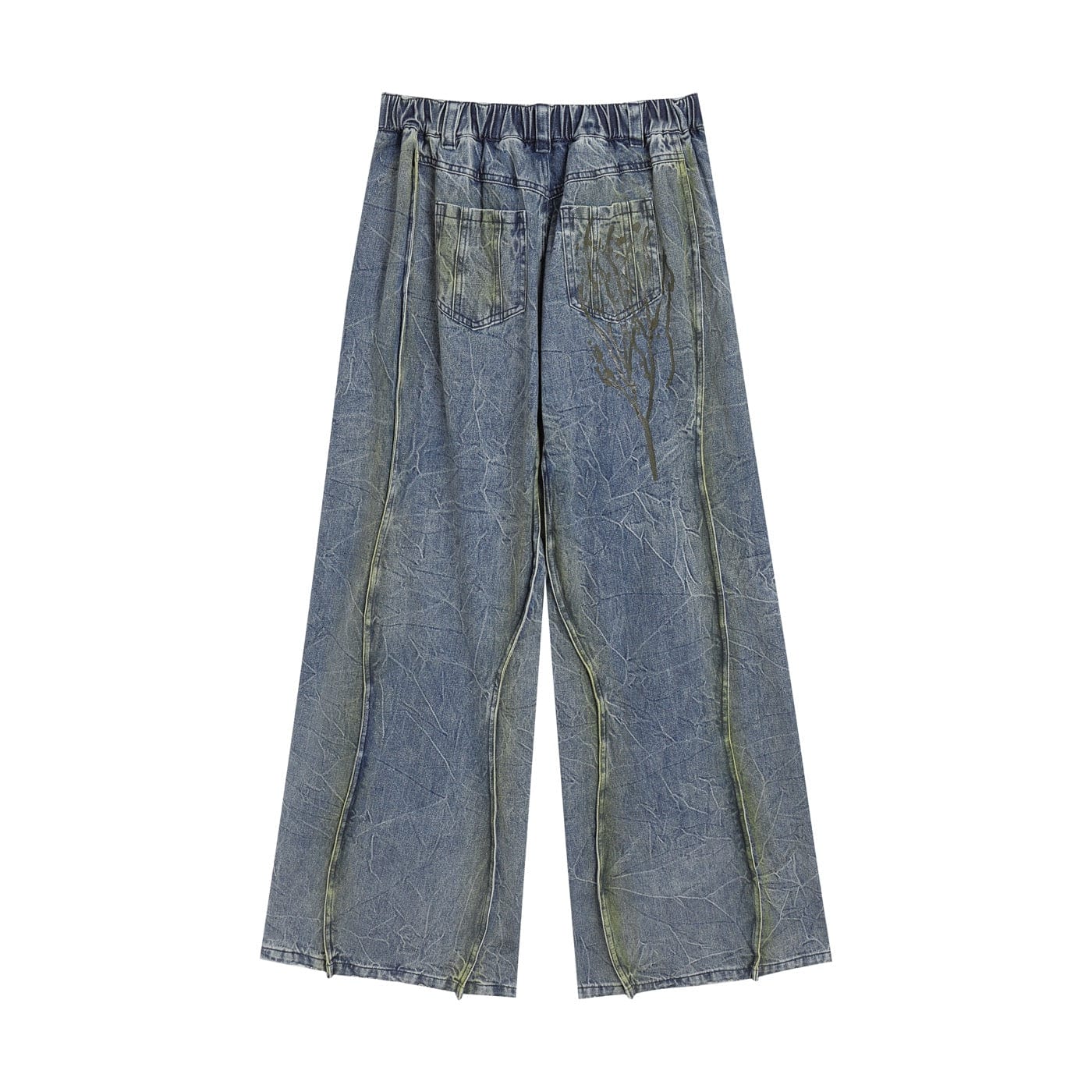DND4DES Ripple Spliced Washed Jeans, premium urban and streetwear designers apparel on PROJECTISR.com, DND4DES