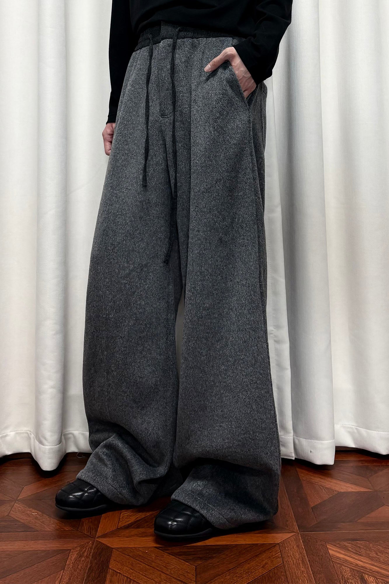 KREATE Contrast Drawstring Waist Wide-Leg Lounge Pants