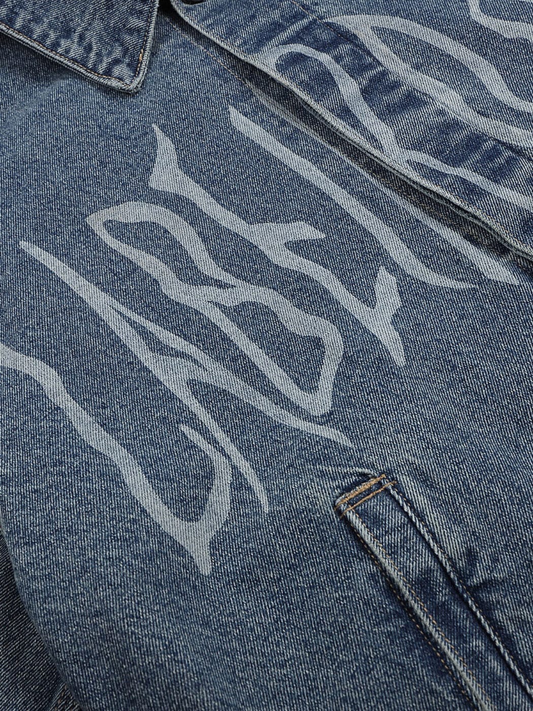 49PERCENT LABELROOM Laser Logo Denim Jacket, premium urban and streetwear designers apparel on PROJECTISR.com, 49PERCENT