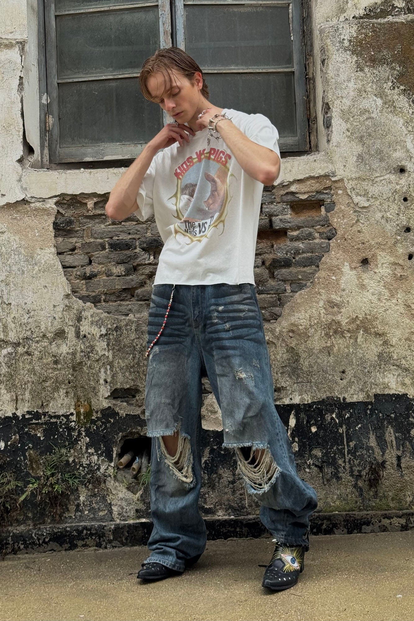 LUUUCAM Kids VS Pigs Face-Off Graphic T-Shirt, premium urban and streetwear designers apparel on PROJECTISR.com, LUUUCAM