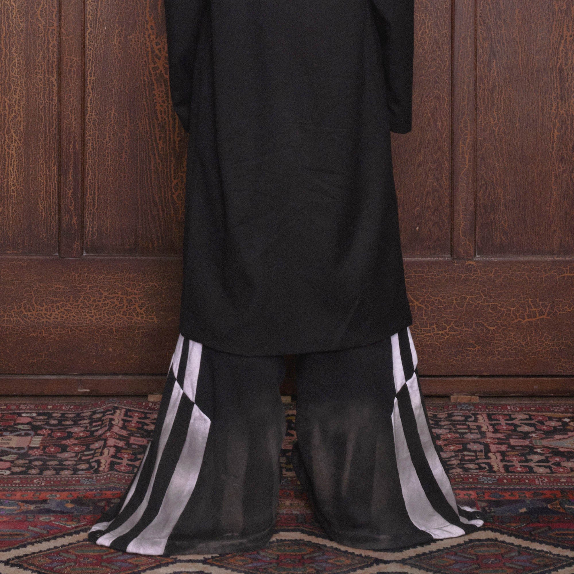 KADAKADA Distressed Three-Stripe Wide-Leg Track Pants, premium urban and streetwear designers apparel on PROJECTISR.com, KADAKADA