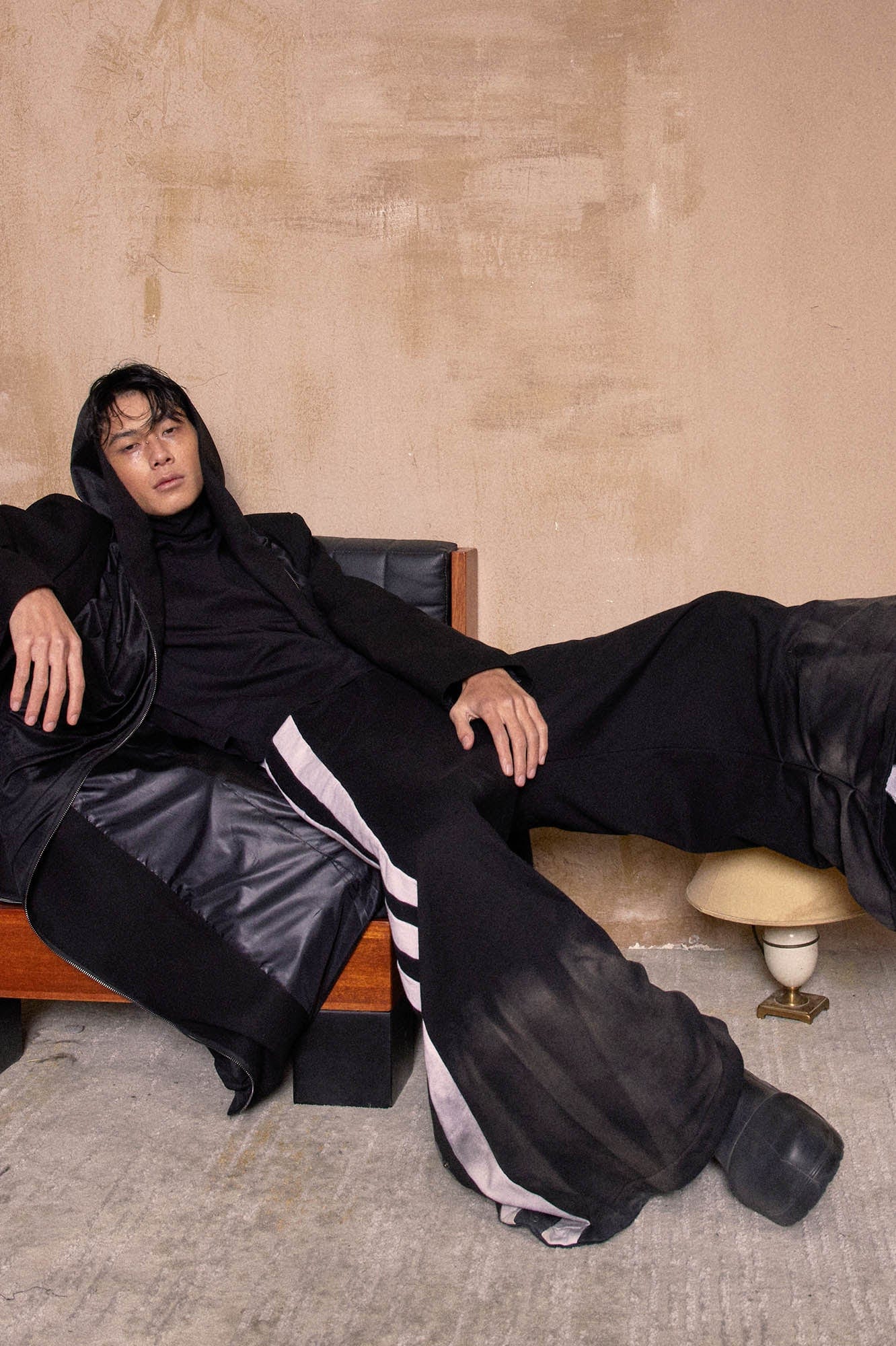 KADAKADA Distressed Three-Stripe Wide-Leg Track Pants, premium urban and streetwear designers apparel on PROJECTISR.com, KADAKADA