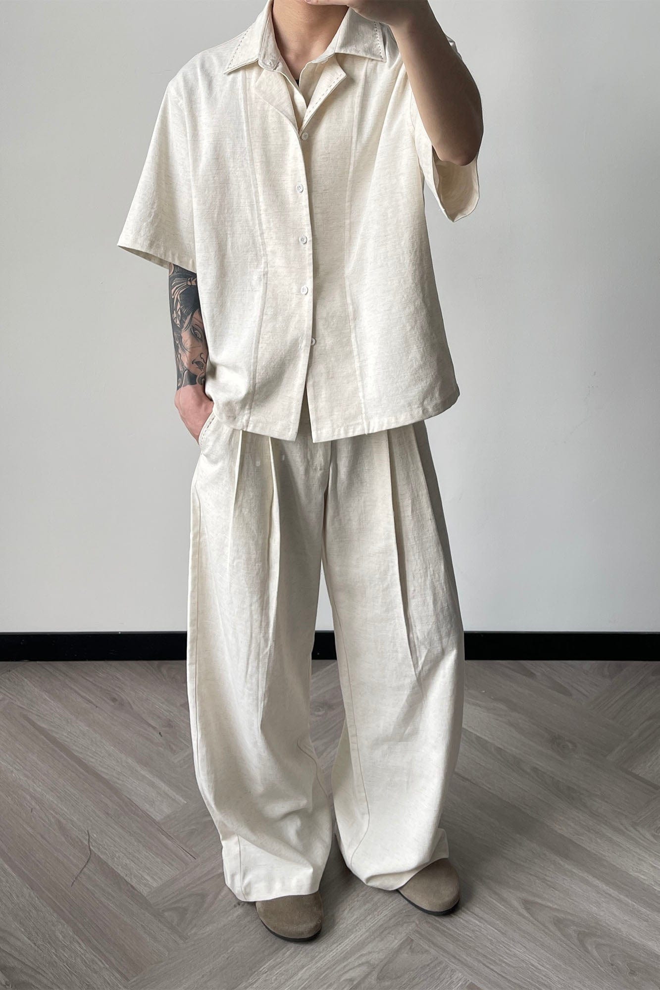 OKAYTHXBYE Faux-Layer Stitch Half Shirt, premium urban and streetwear designers apparel on PROJECTISR.com, OKAYTHXBYE