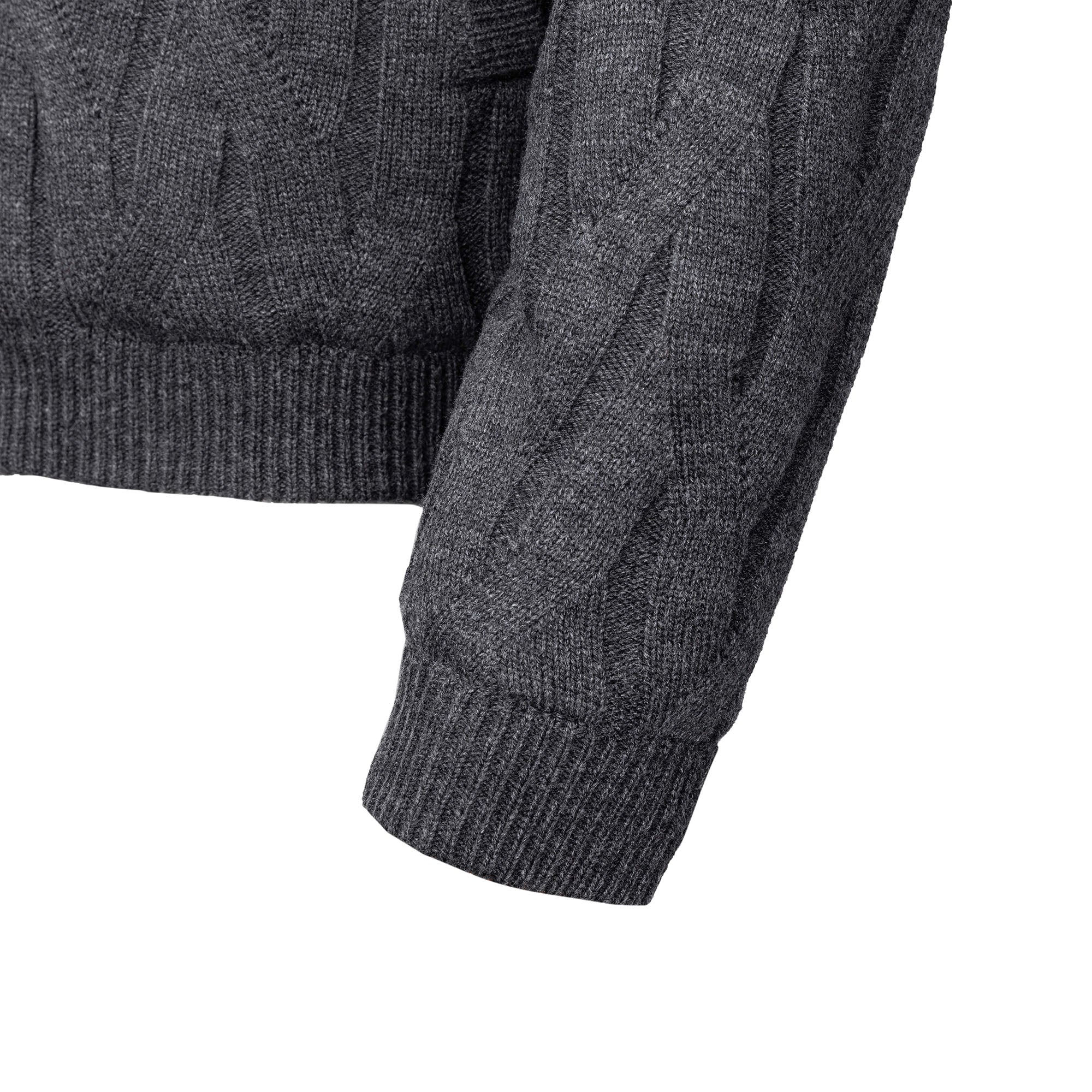 CATSSTAC Wave-Knit Stand-Collar Zip-Up Sweater