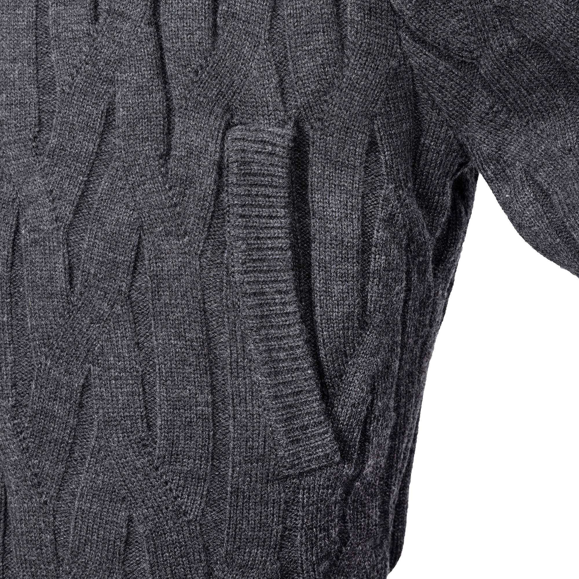 CATSSTAC Wave-Knit Stand-Collar Zip-Up Sweater