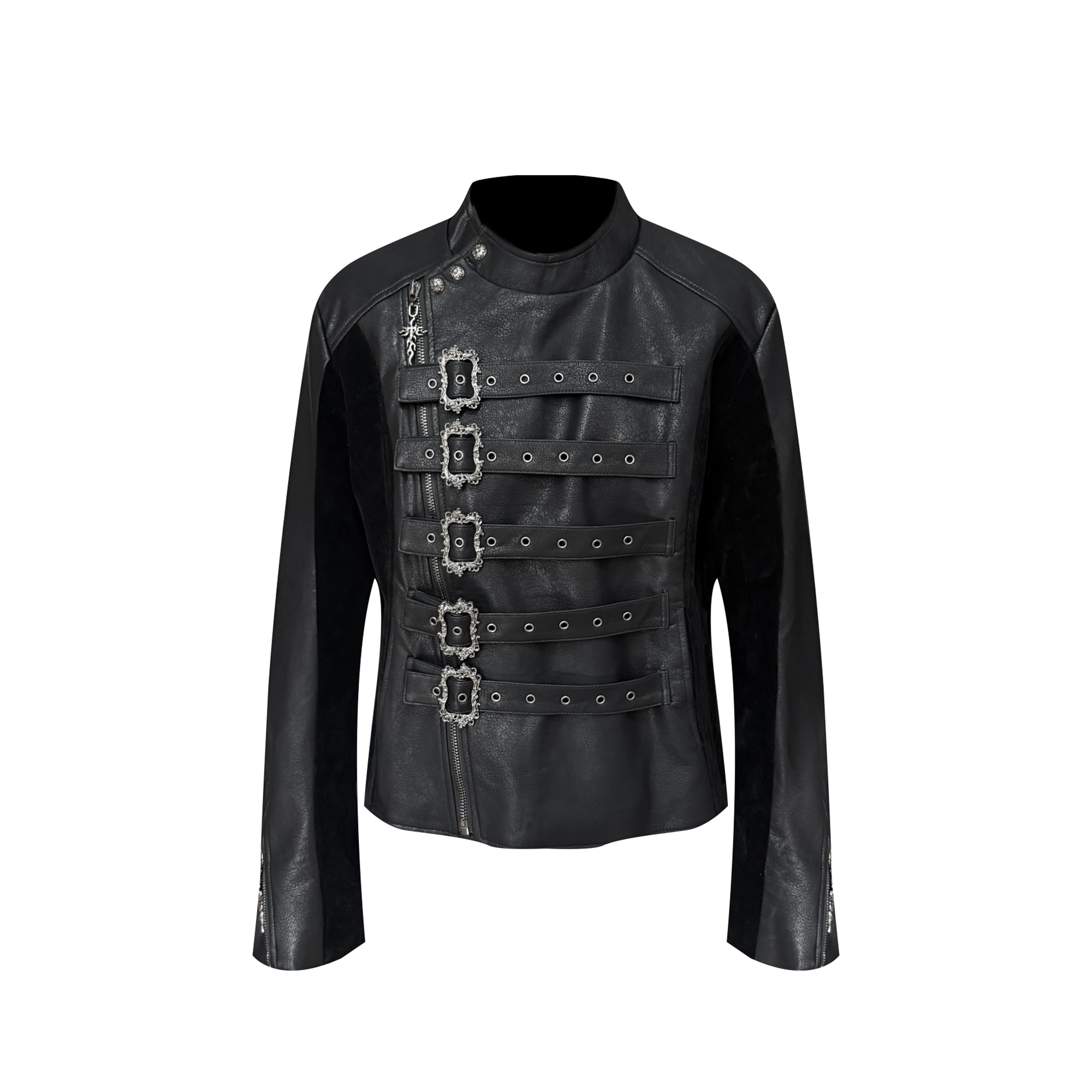 TH4SWE Retro Ornate Buckled Faux Leather Jacket