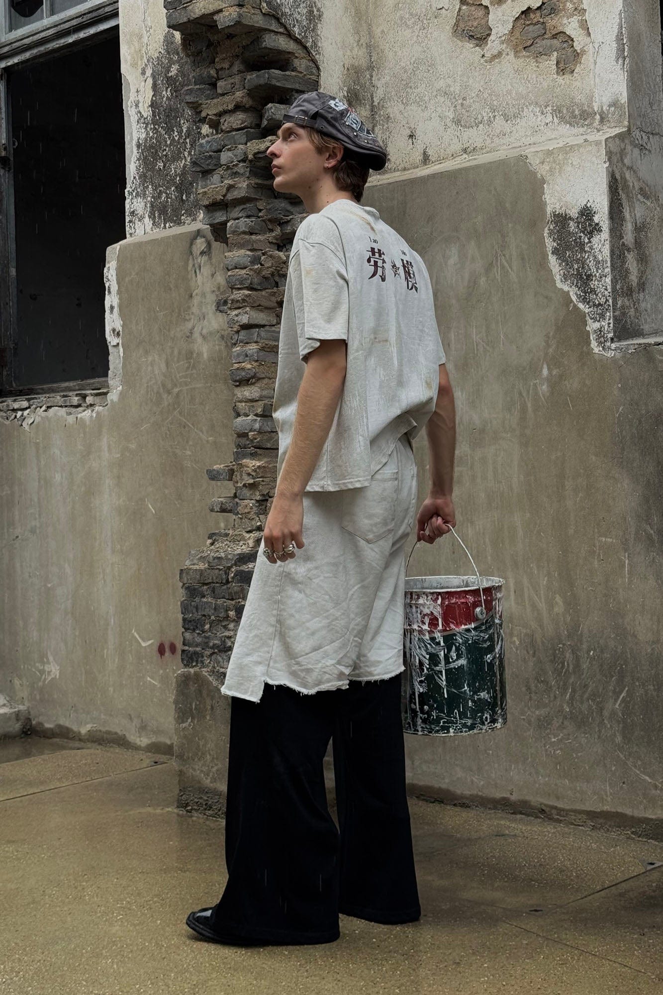 LUUUCAM Brushstroke Distressed Graphic Boxy T-Shirt, premium urban and streetwear designers apparel on PROJECTISR.com, LUUUCAM