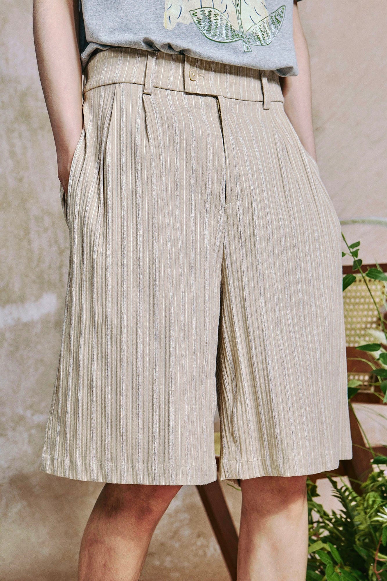 OIPWORD Striped Crinkled Shorts, premium urban and streetwear designers apparel on PROJECTISR.com, OIPWORD