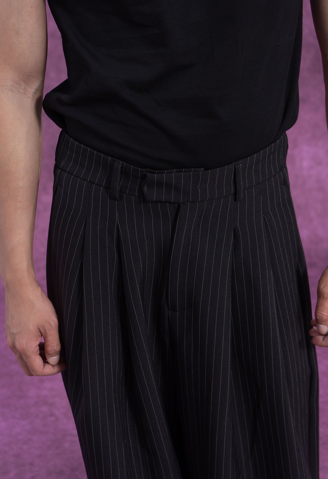 CLP Striped Pleated Wide-Leg Trousers