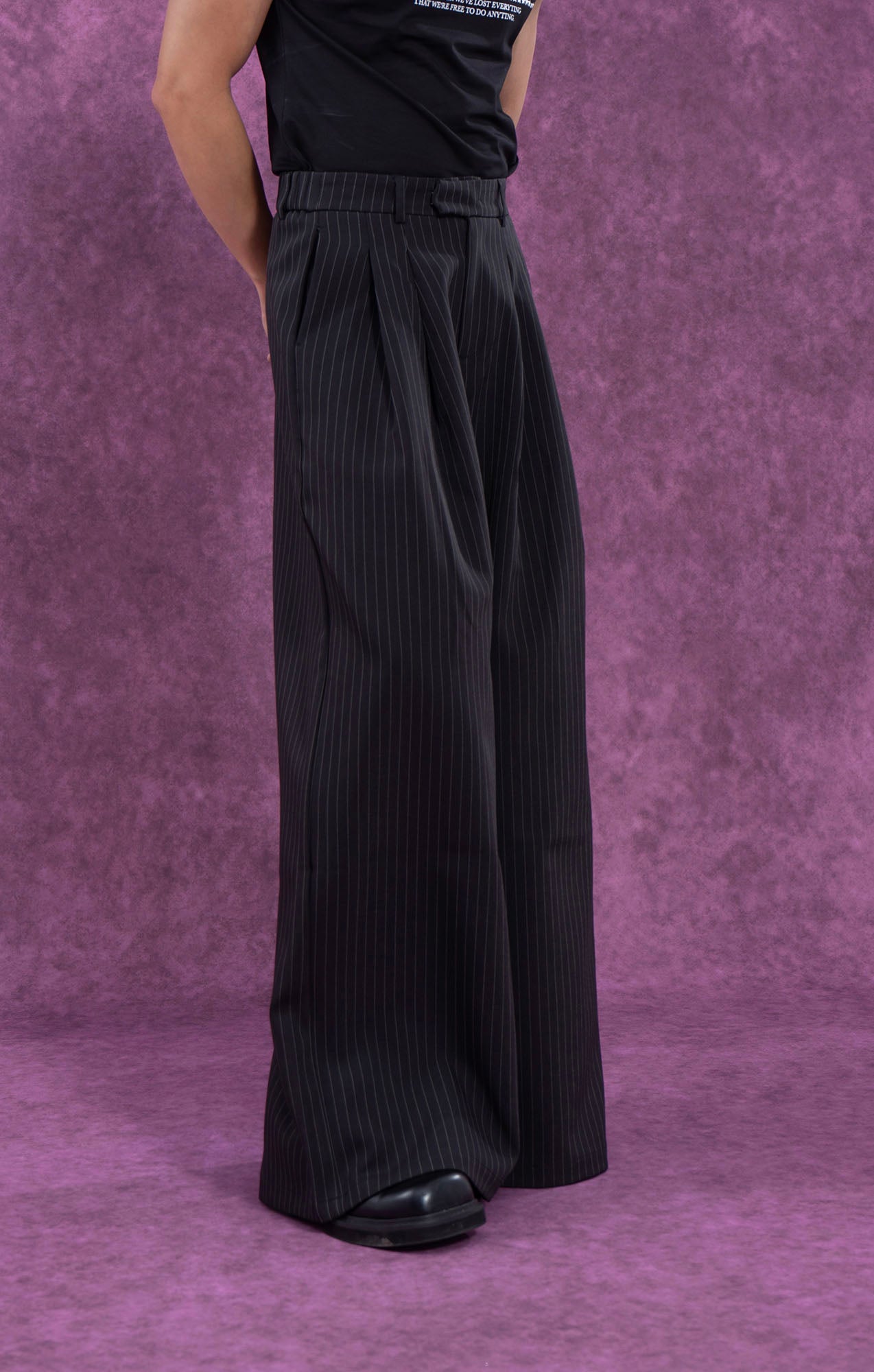 CLP Striped Pleated Wide-Leg Trousers