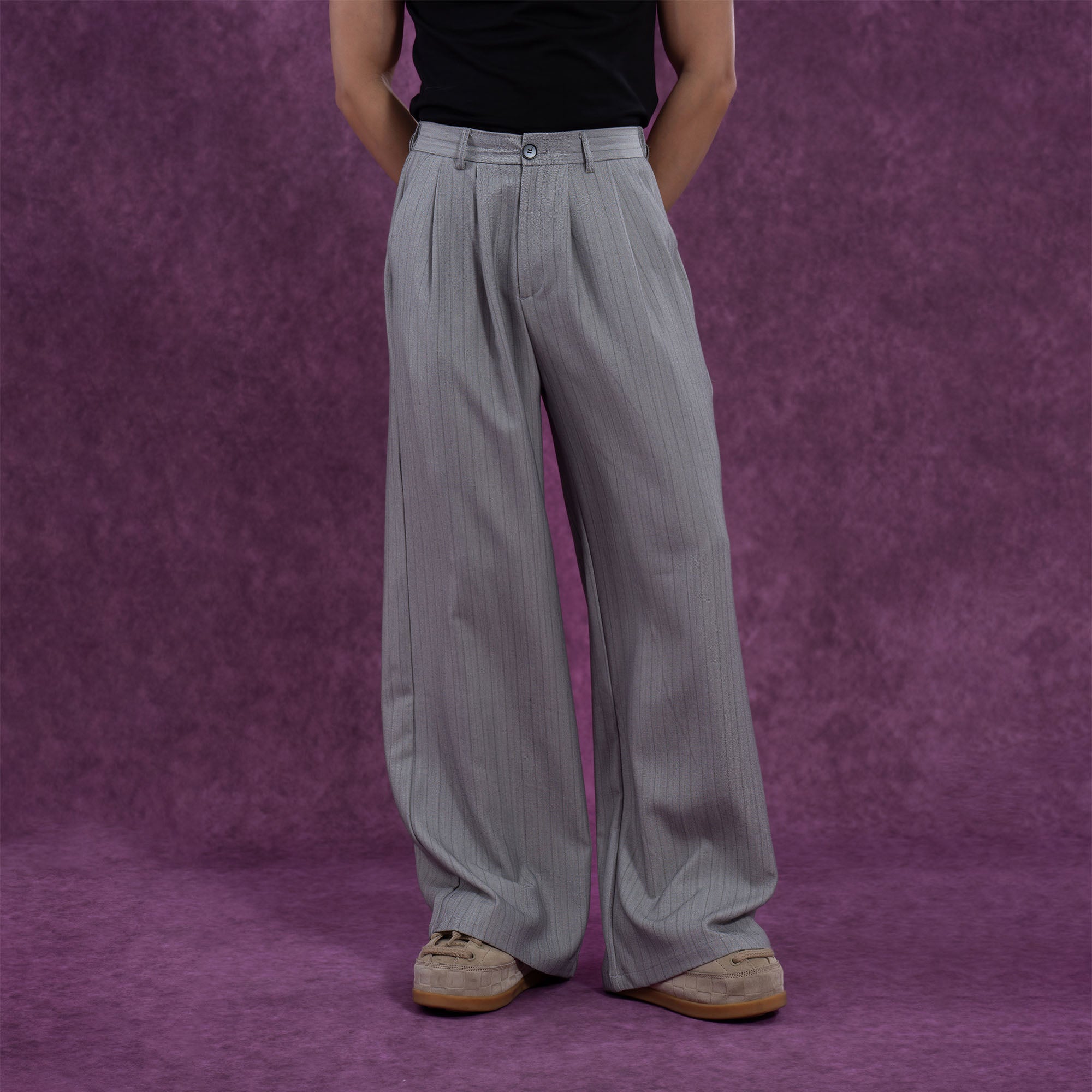CLP Modern Pinstriped Straight-Leg Pants