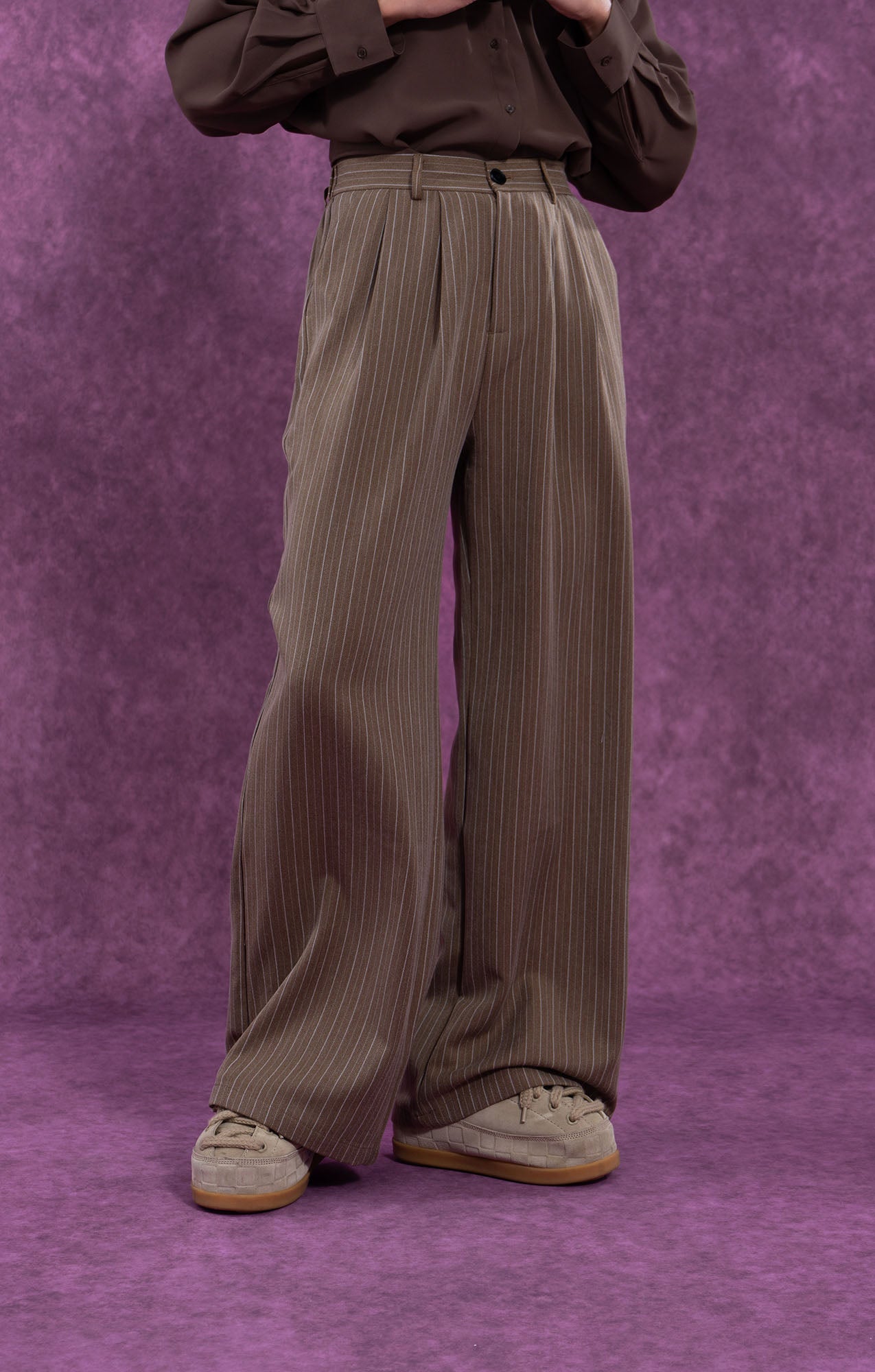 CLP Modern Pinstriped Straight-Leg Pants
